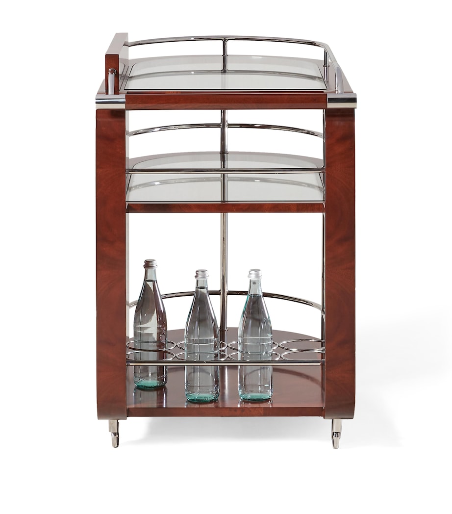 Mahogany, Glass and Stainless Steel Duke Bar Cart PENTHOUSE MAHOGANY Image 4