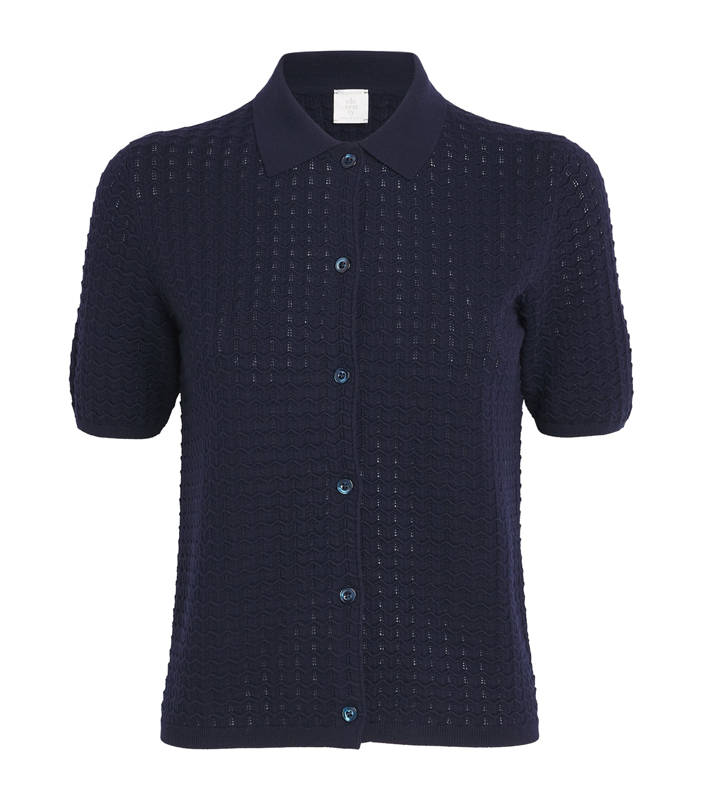 Eleventy Womens Wool Short-Sleeve Shirt Blu Image 1