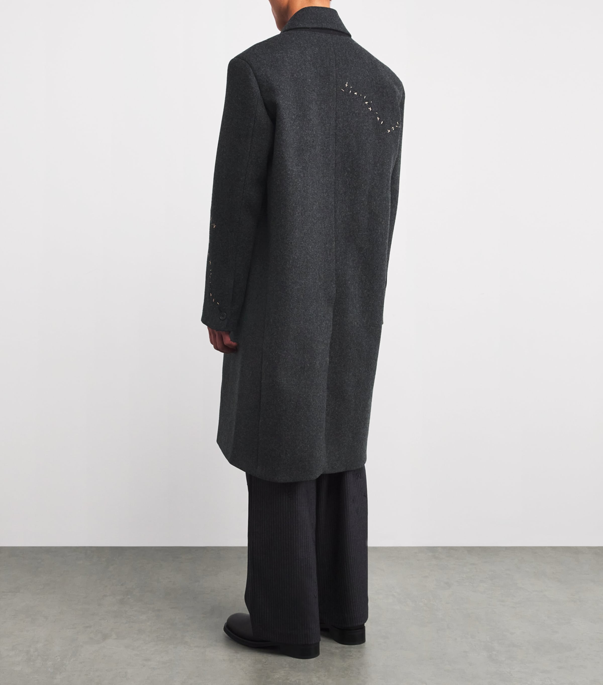 Wool Exposed Stitching Overcoat COAL Image 4