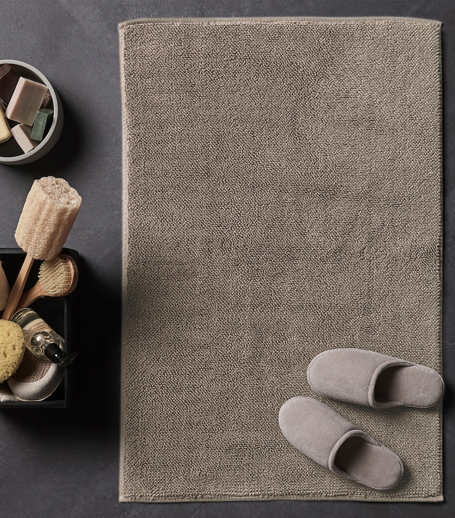 Organic Cotton Pera Woven Bath Mat (100cm x 150cm) WHITE Image 3