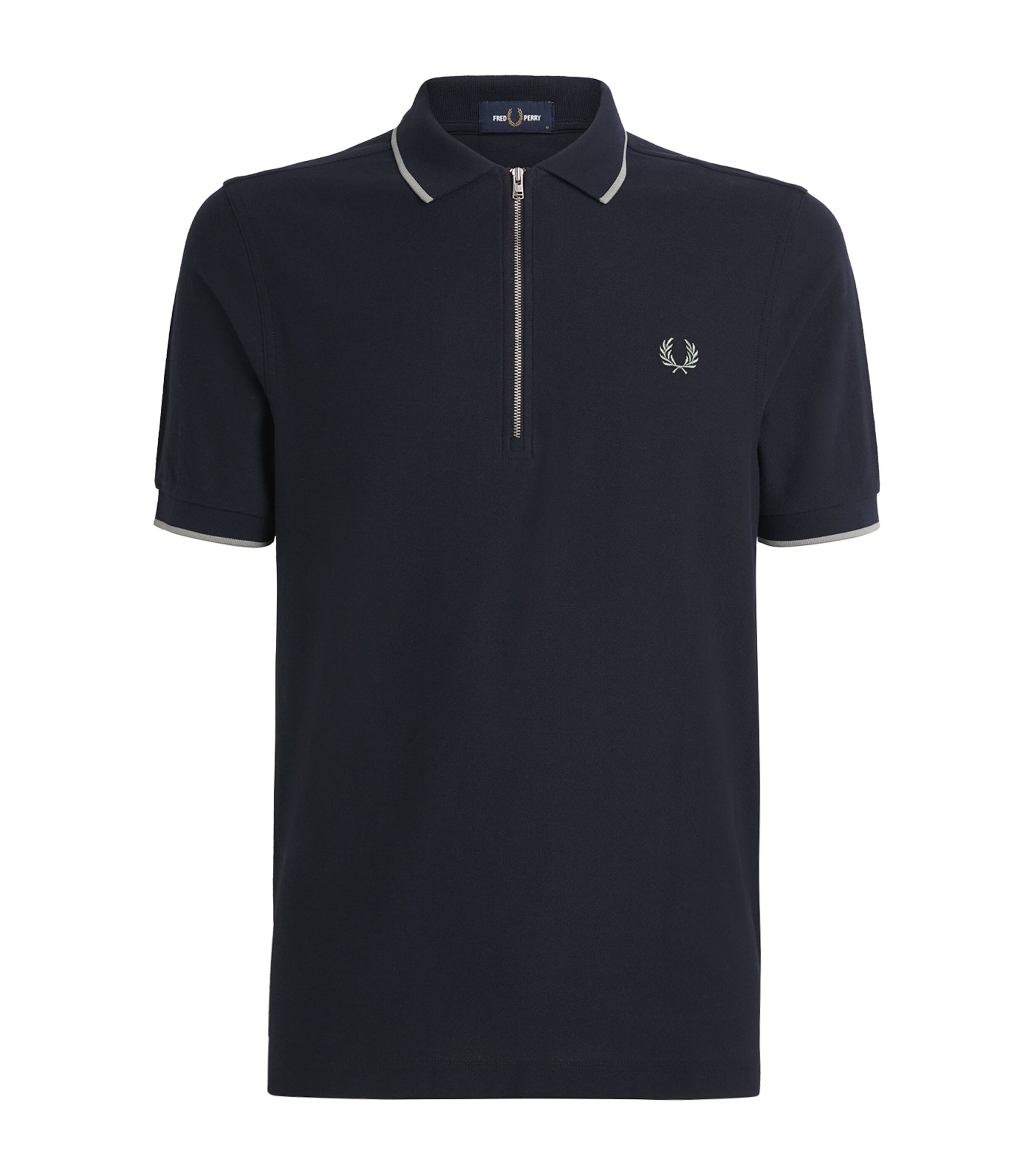 Fred Perry Mens Cotton Crepe Piqué Polo Shirt Navy Image 1