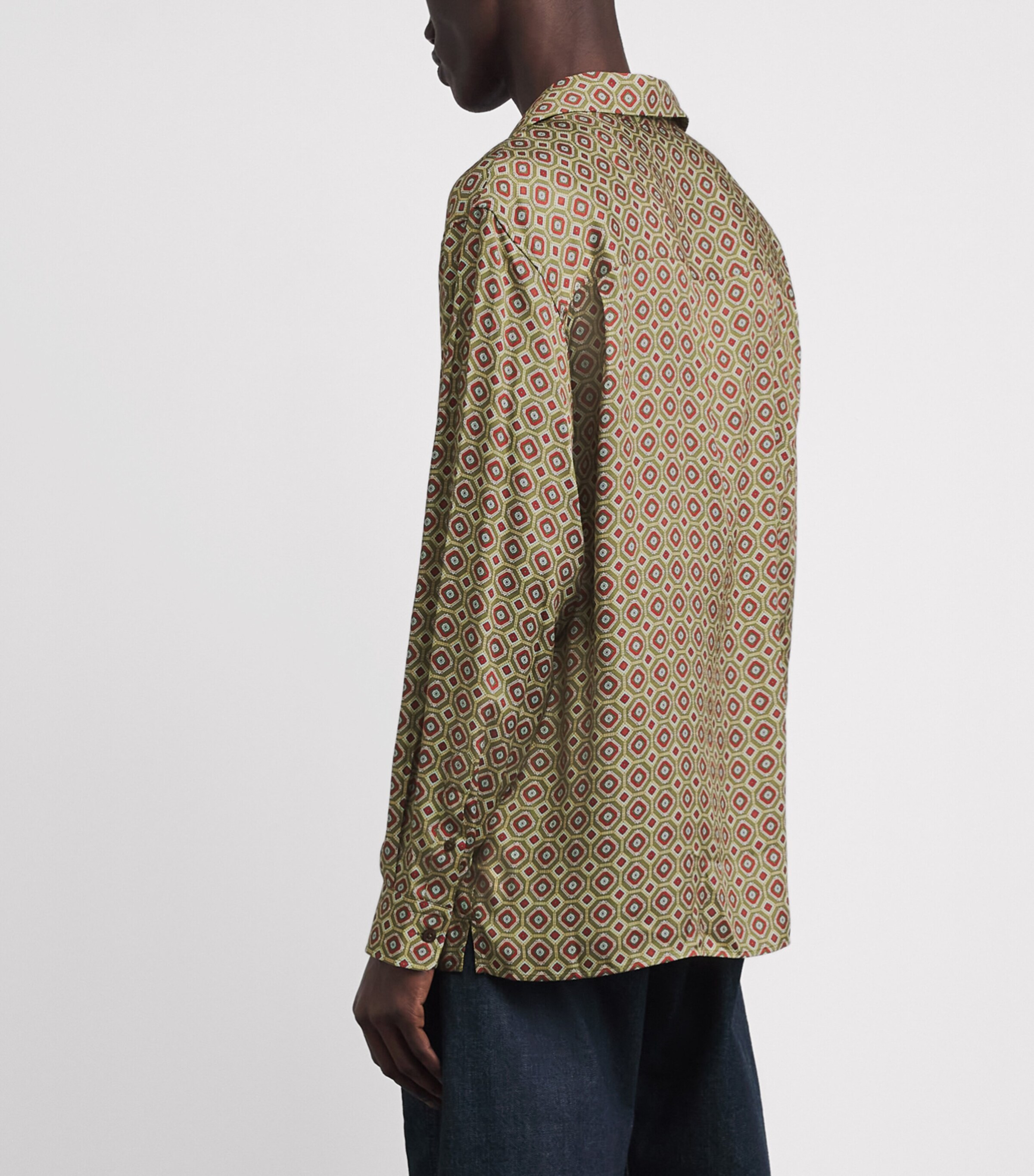 Drôle De Monsieur Mens Chemise Geometric Print Shirt Kaki Image 5