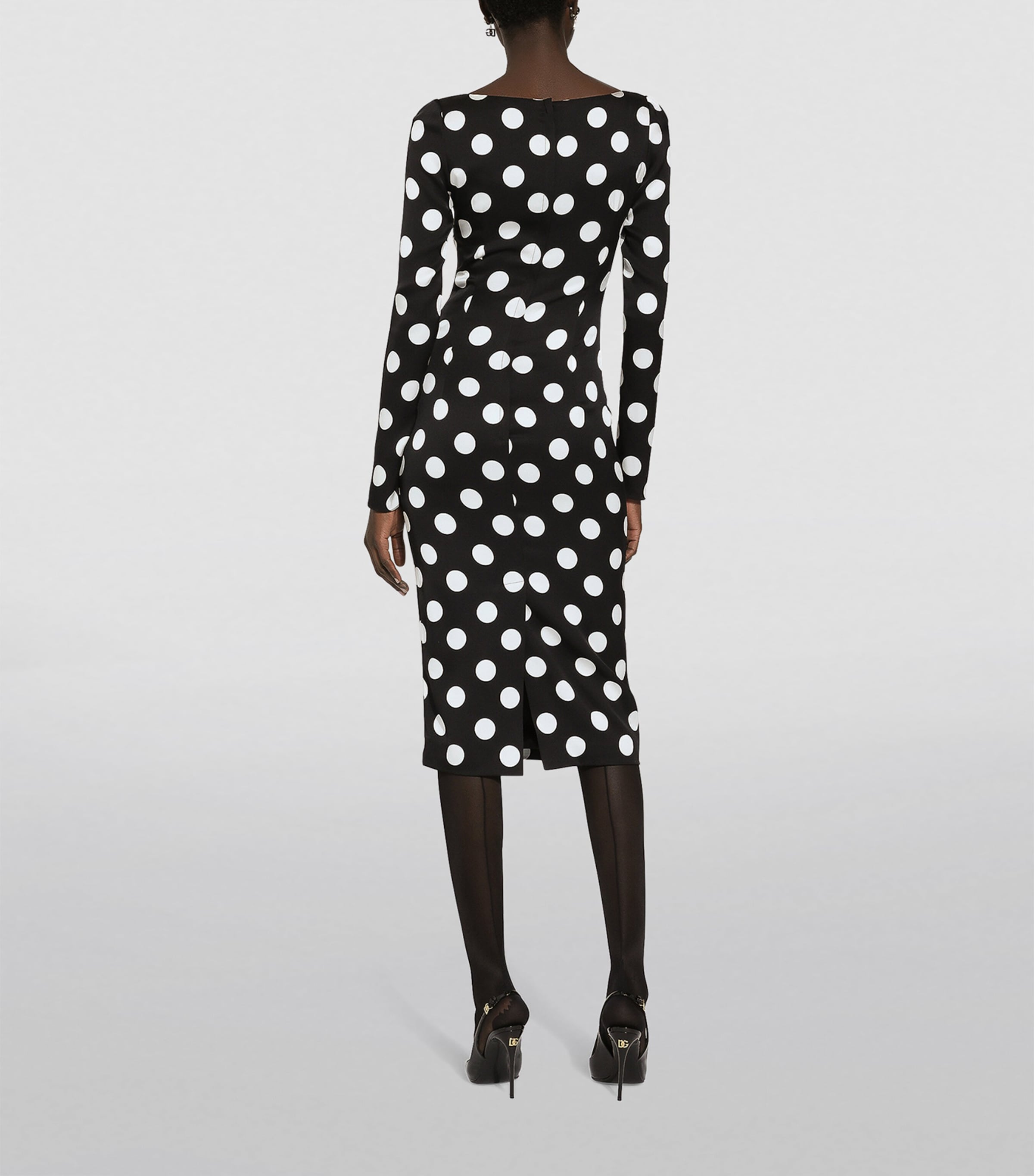 Silk Polka-Dot Bodycon Dress HNL2W-POIS BCO FDO.N Image 5
