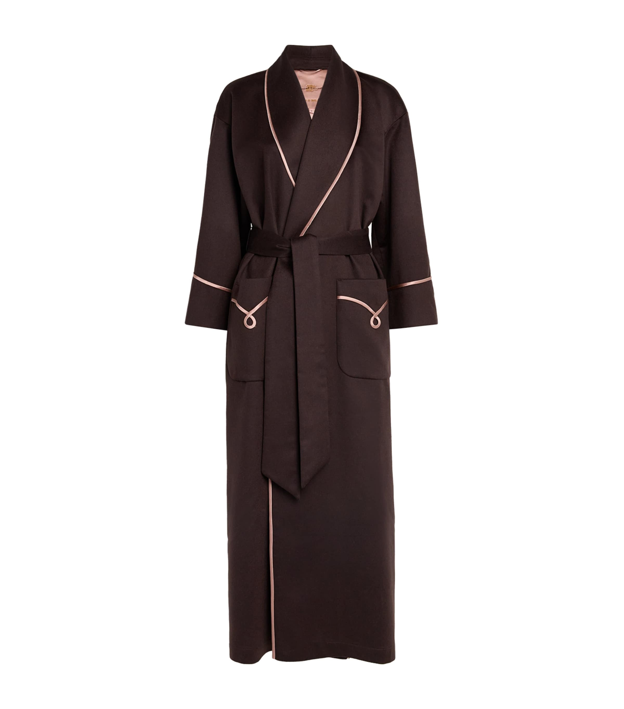Daniel Hanson Cashmere Silk-lined Robe In Brown