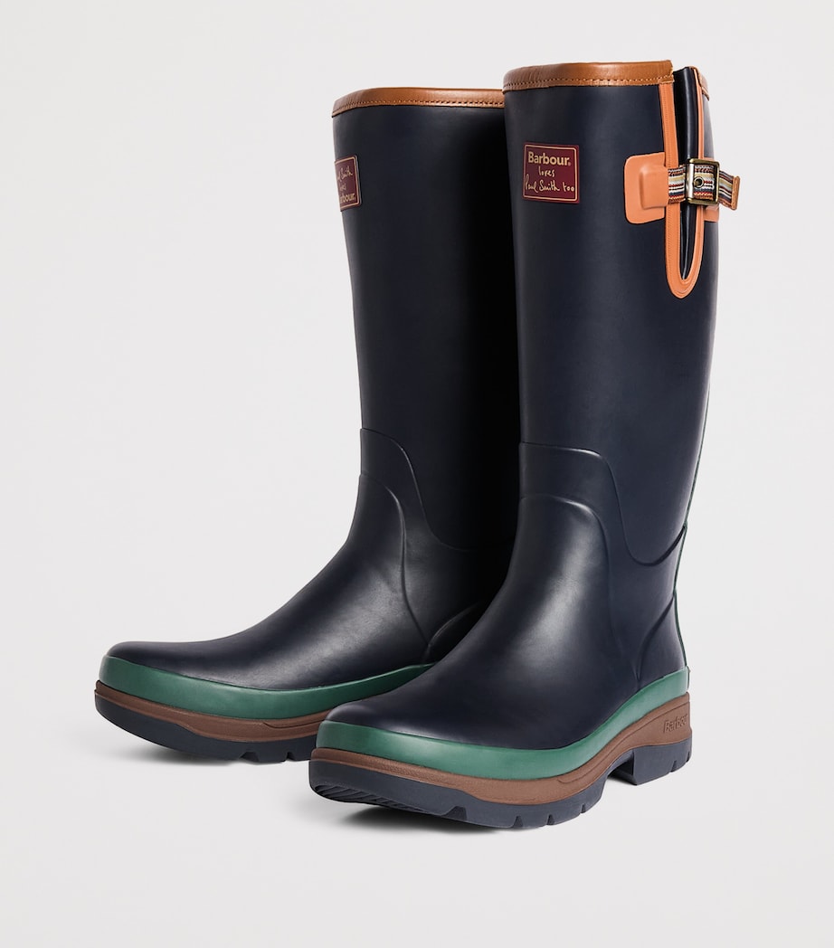 Barbour x Paul Smith Tall Wellington Boots Navy Image 3