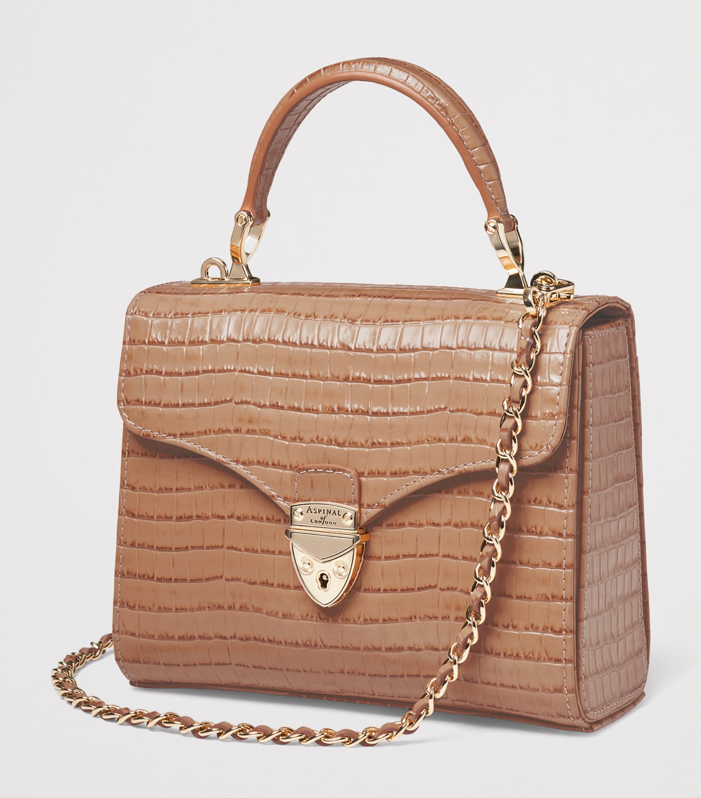 Aspinal Of London Midi Leather Mayfair Top-Handle Bag Caramel Image 2
