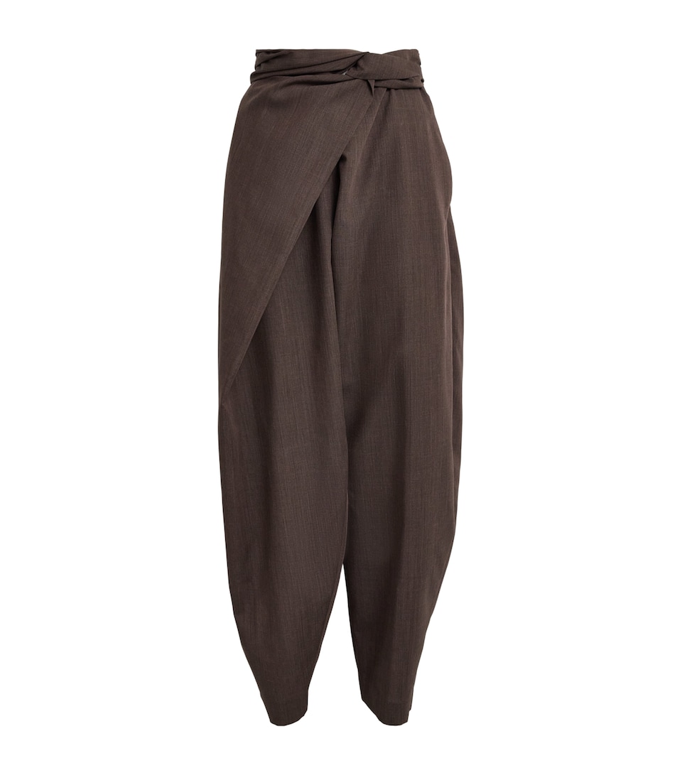 Róhe Wool Sarong-Knot Trousers Dark Brown