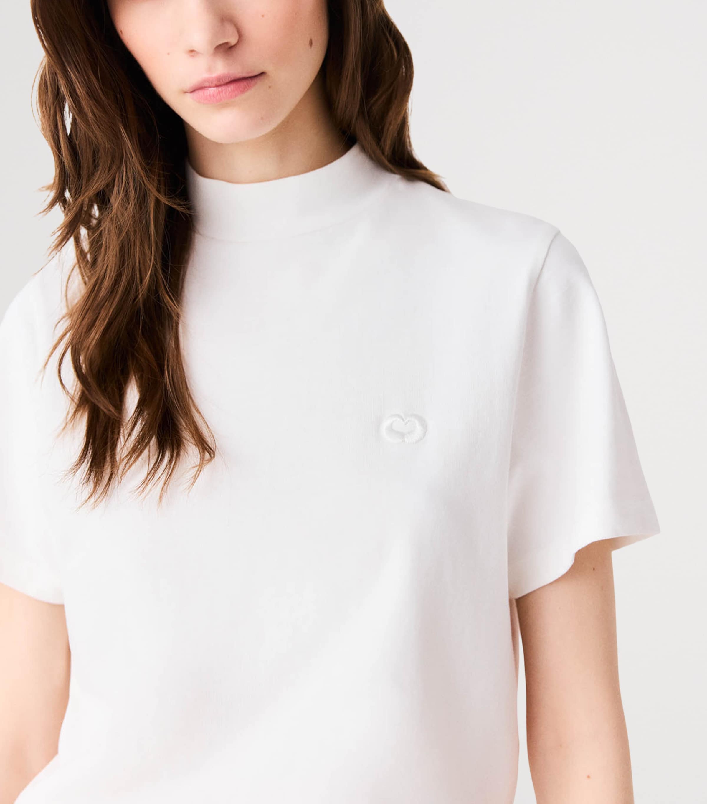 Maje Womens Funnel-Neck Zipped T-Shirt White Image 7