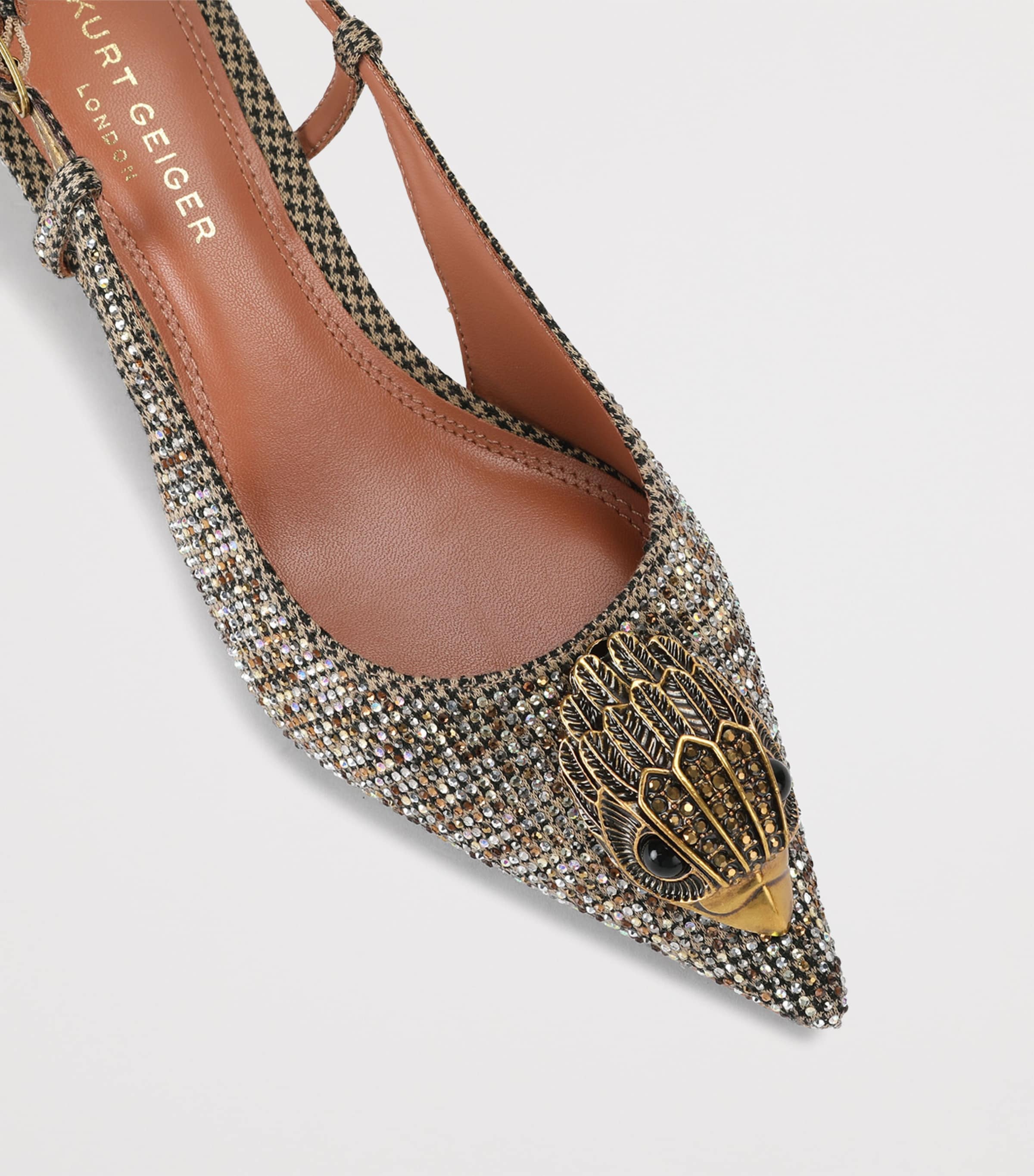 Kurt Geiger London Embellished Belsize Slingback Heels 40 Beige Comb Image 2