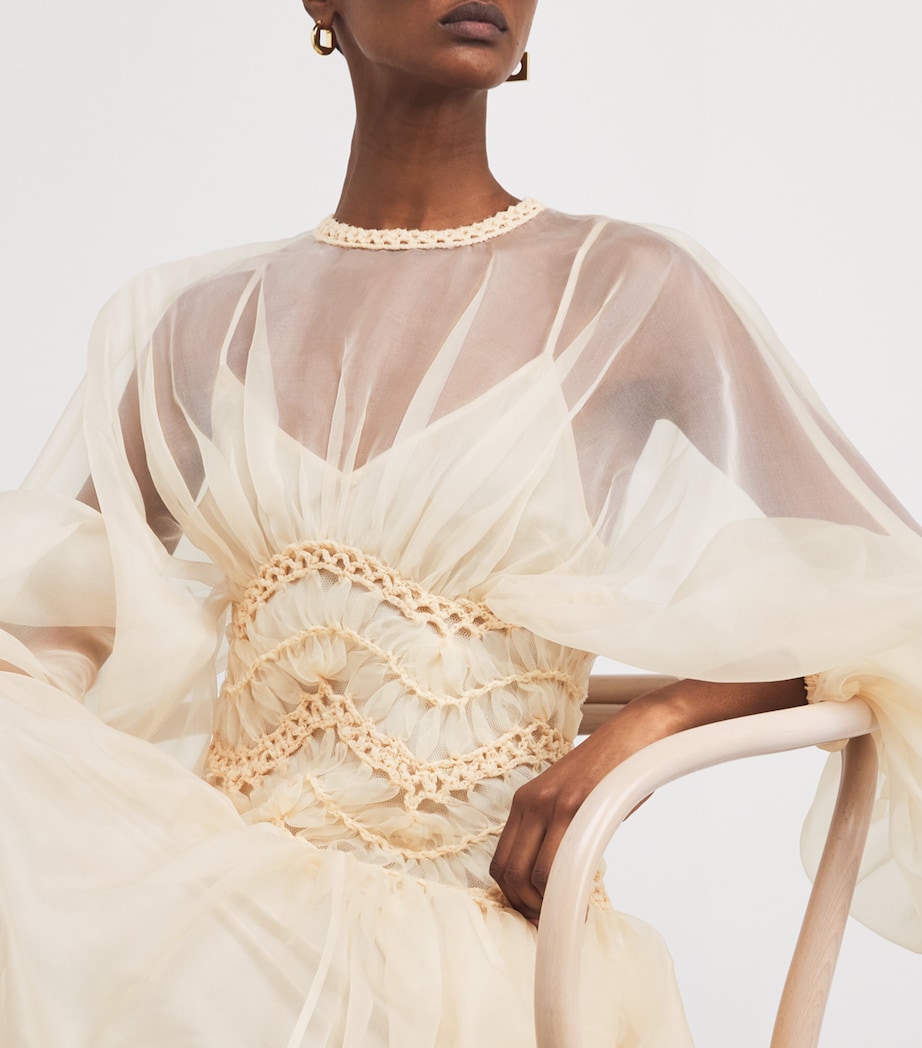 Zimmermann Womens Silk Macrame Maxi Dress Cream Image 6