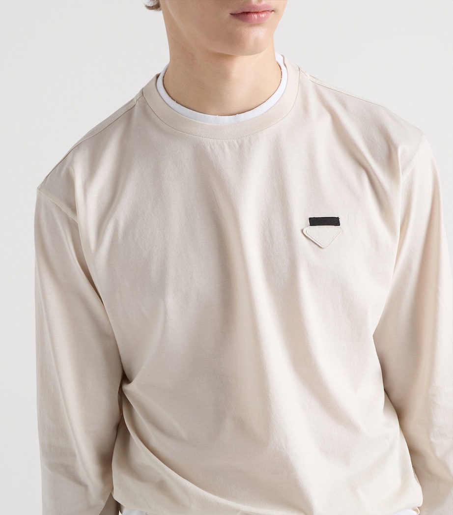 Prada Mens Cotton Long-Sleeve T-Shirt Neutral Image 3