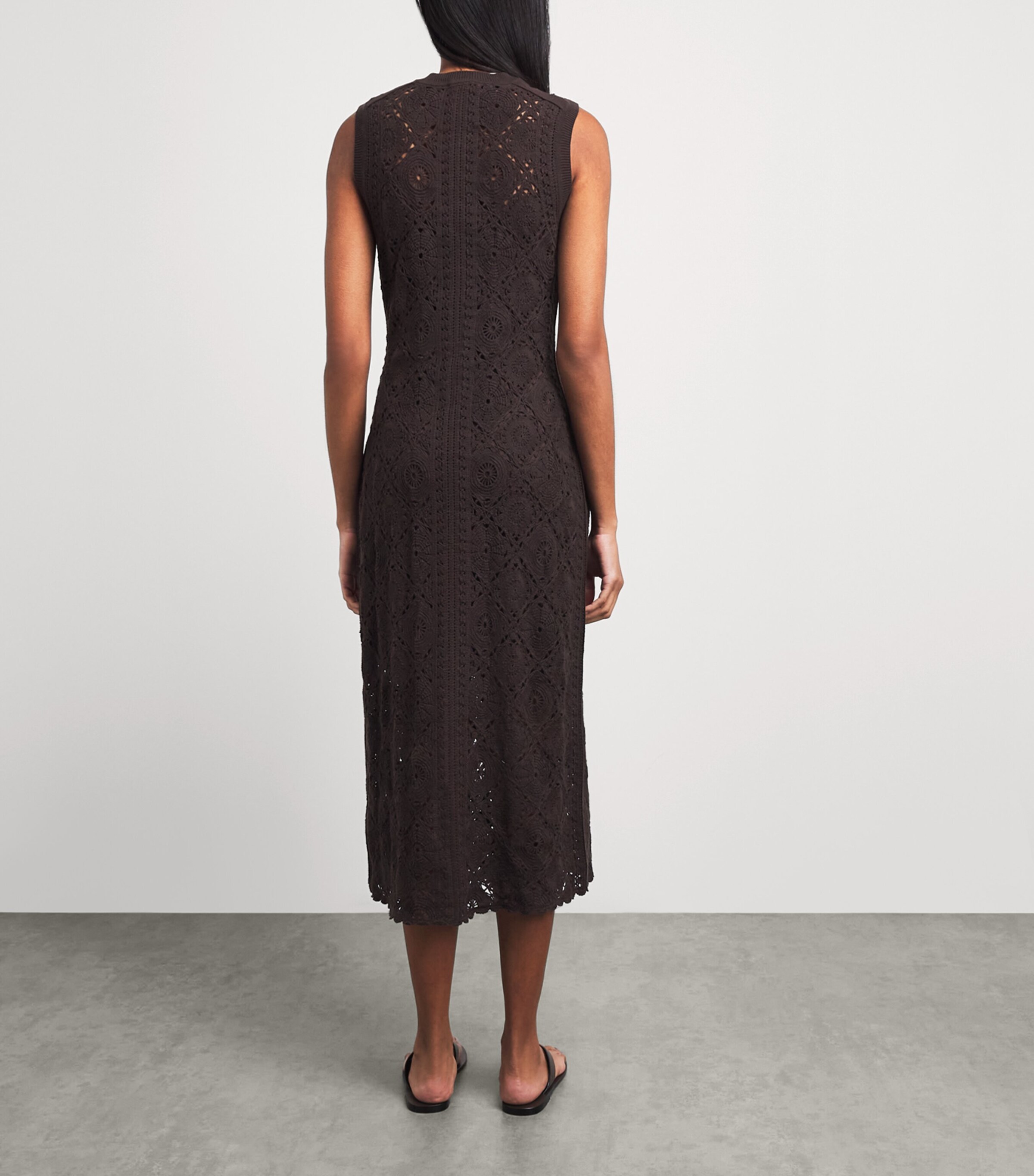 ME+EM Womens Framed Crochet Maxi Dress Cocoa Brown Image 4