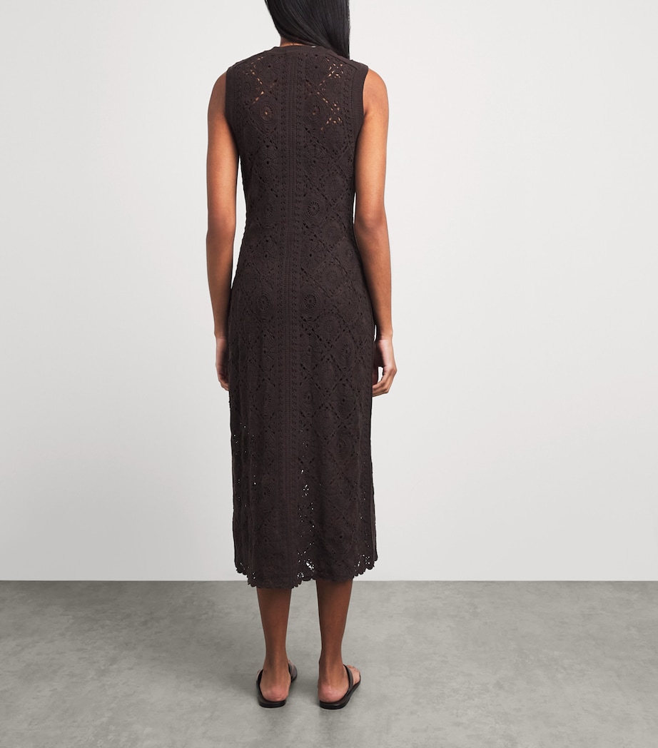 ME+EM Womens Framed Crochet Maxi Dress Cocoa Brown Image 4