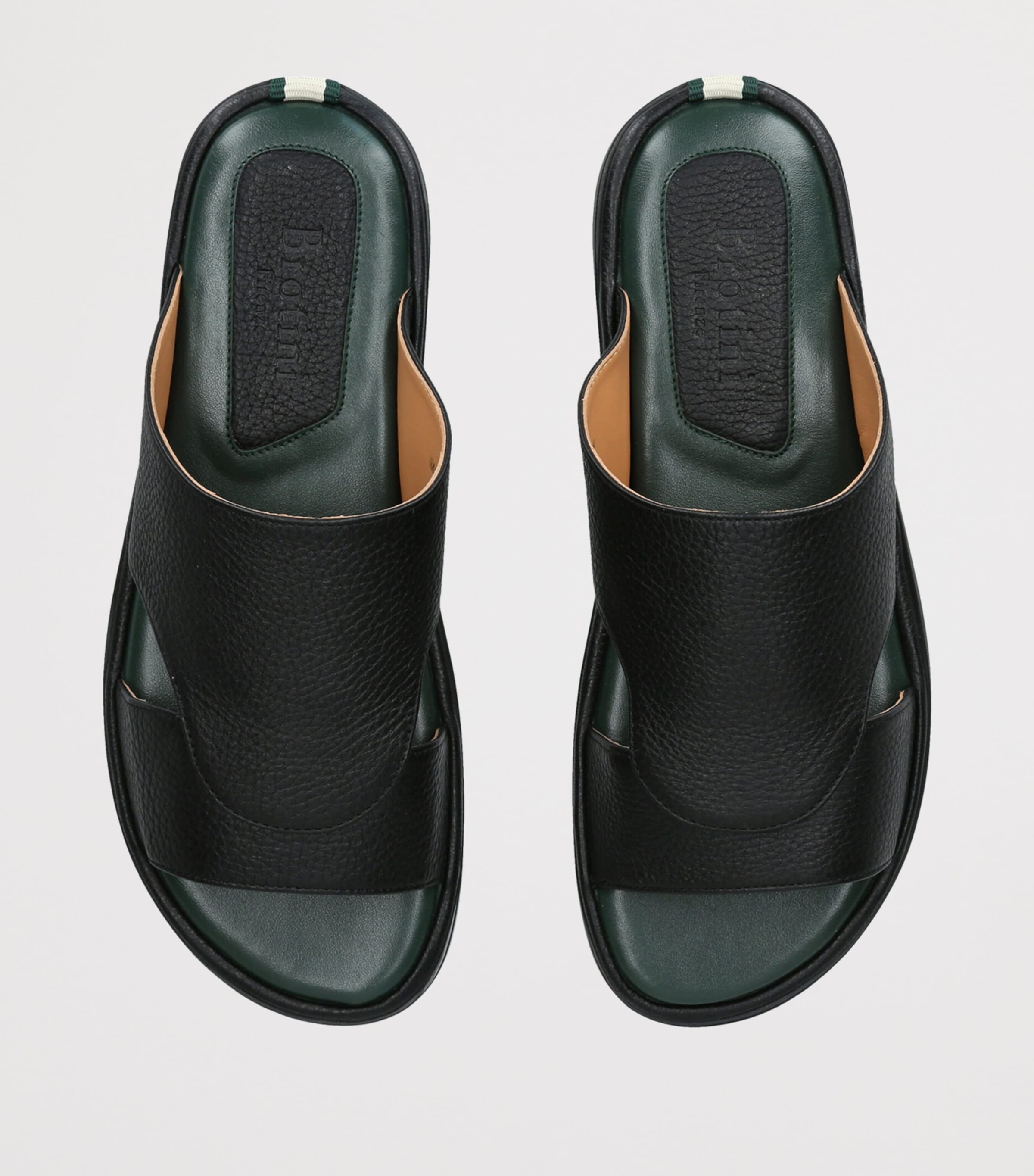 Brotini Leather Two-Strap Sandals Black Image 3