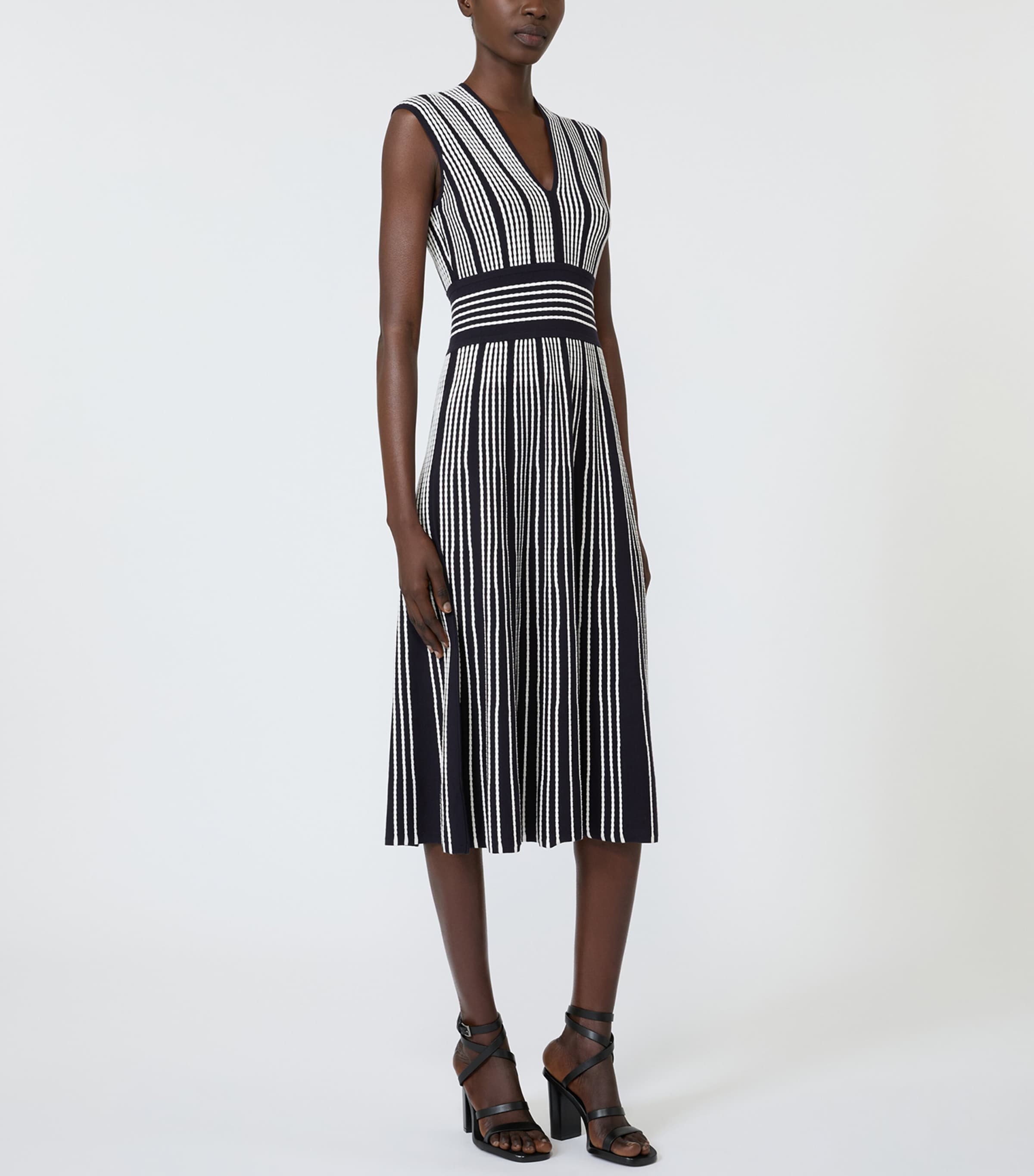 Max Mara Womens Knit Stripe Midi Dress Ultramarine Image 4