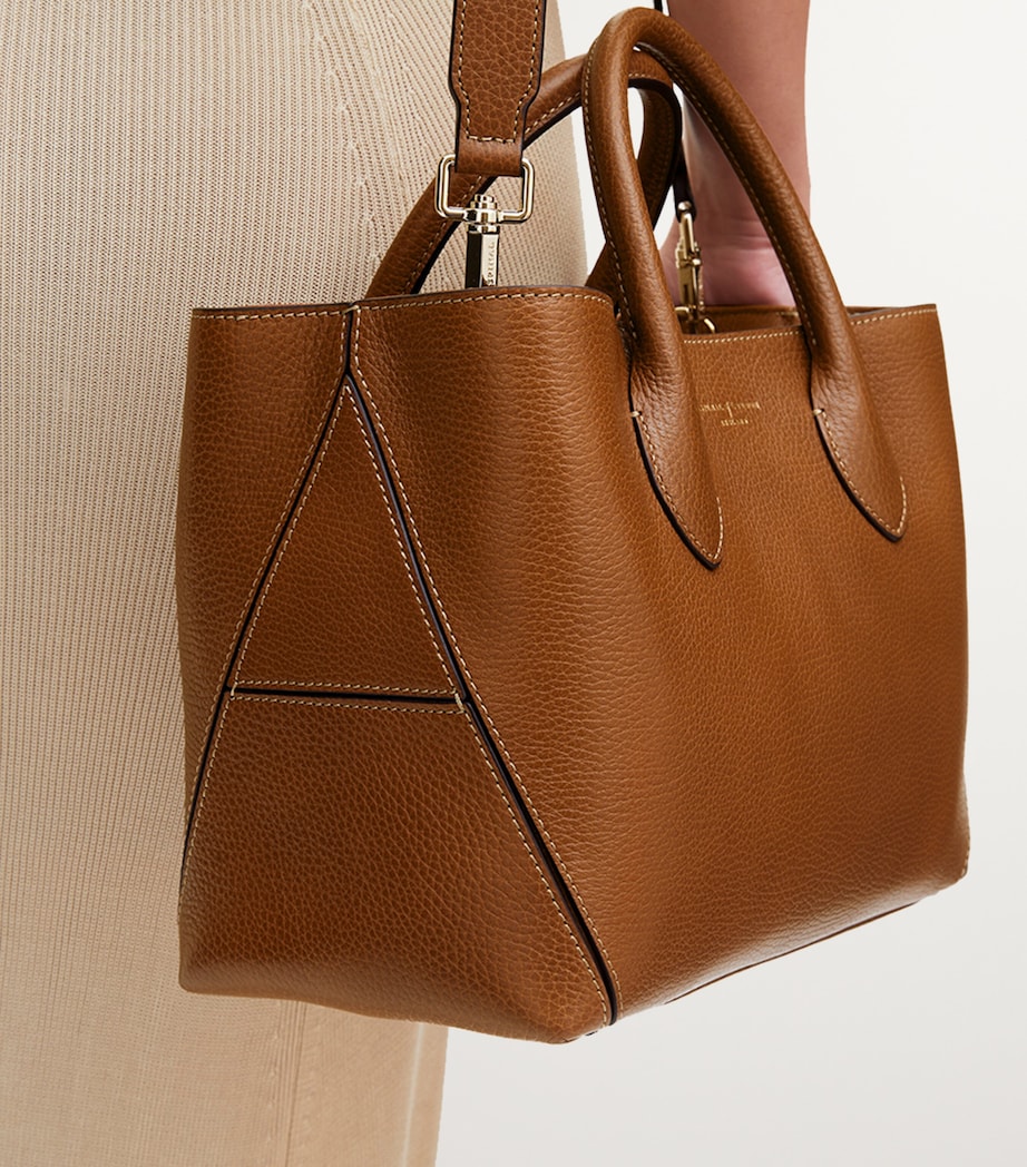 Midi Leather London Tote Bag TAN Image 7