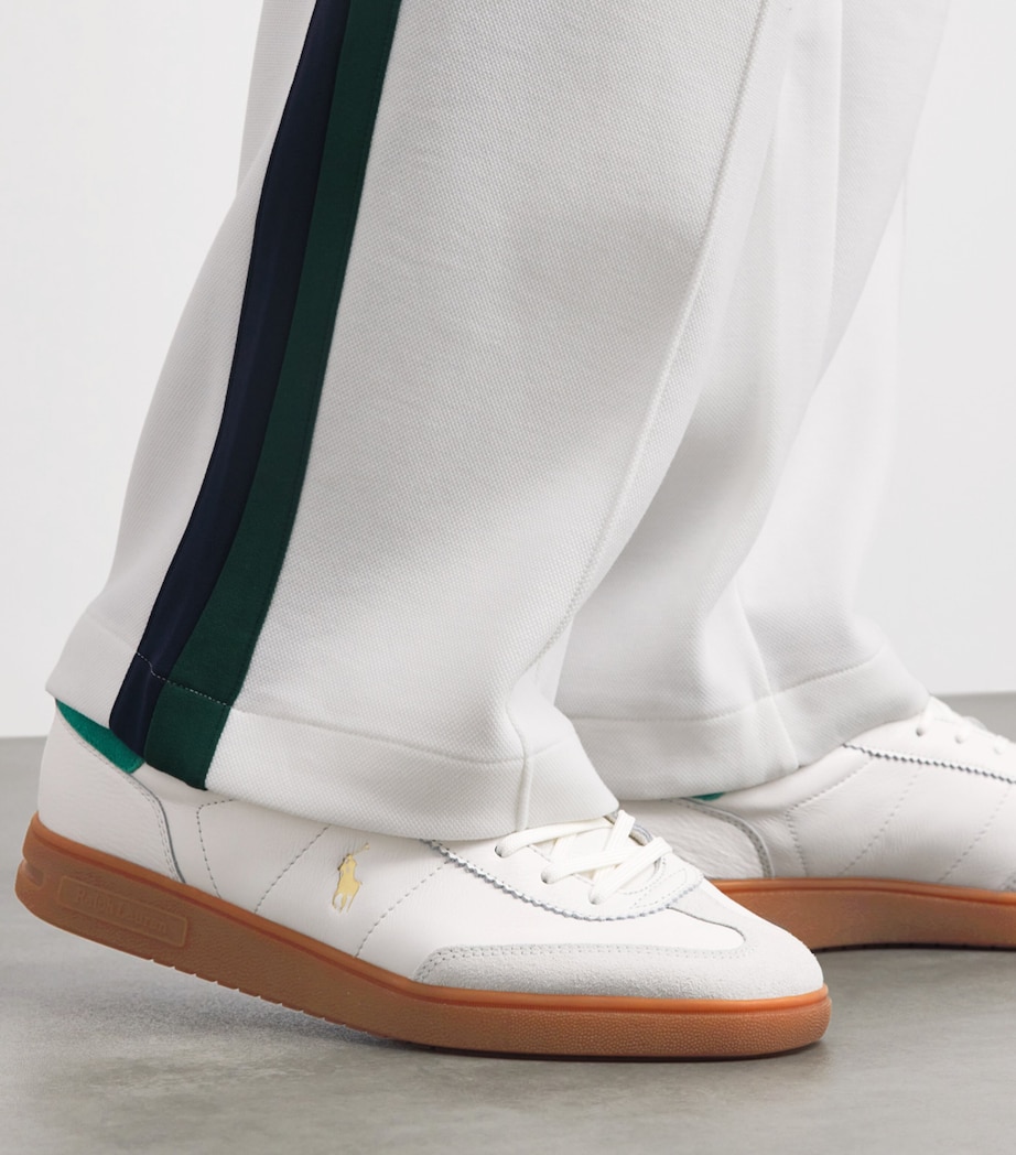 Polo Ralph Lauren Leather Bedford Sneakers Dckwash Wht/erin Grn Image 2
