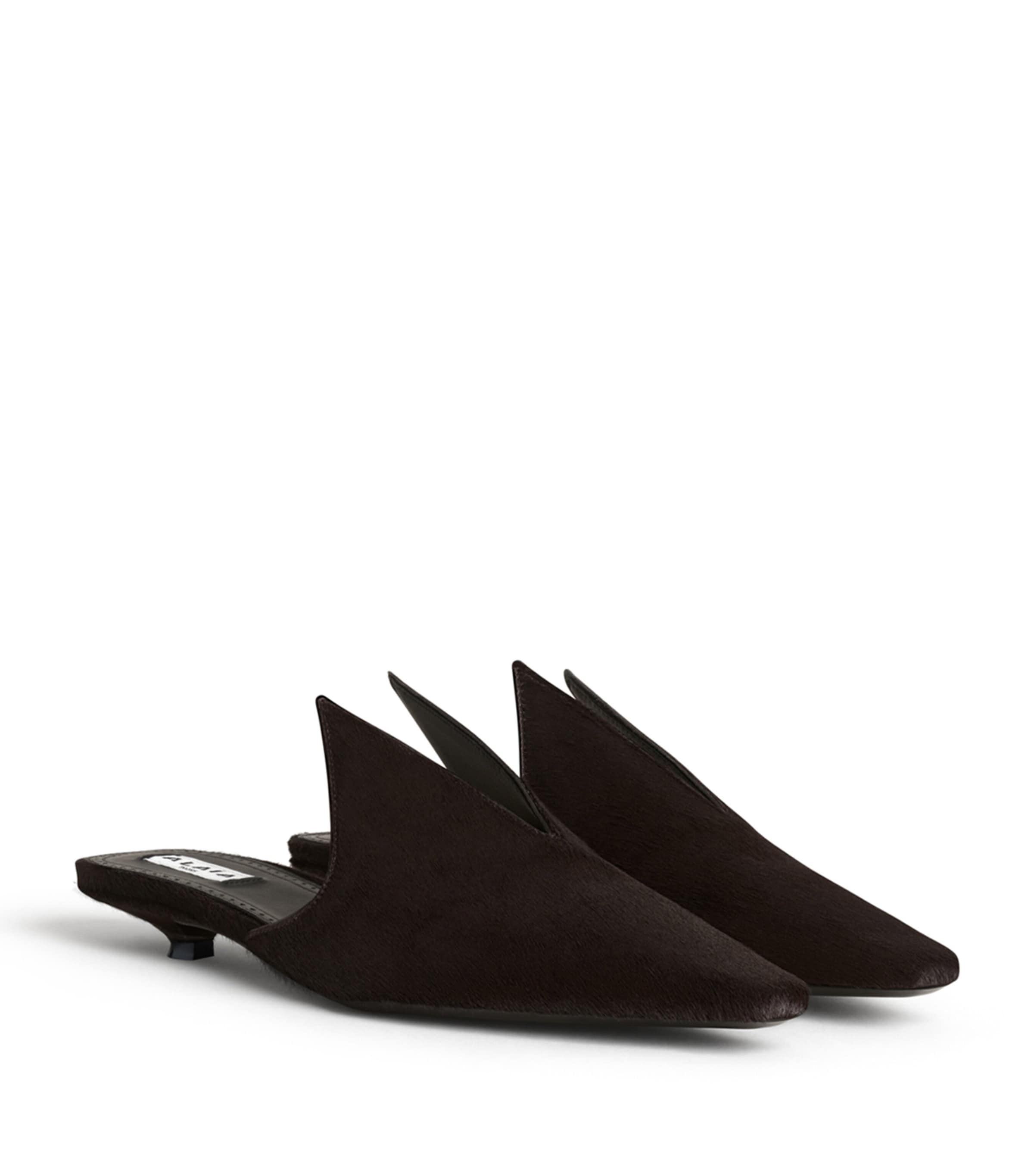 Alaïa Calf Hair Pointy Mules 25 Chocolate Image 3