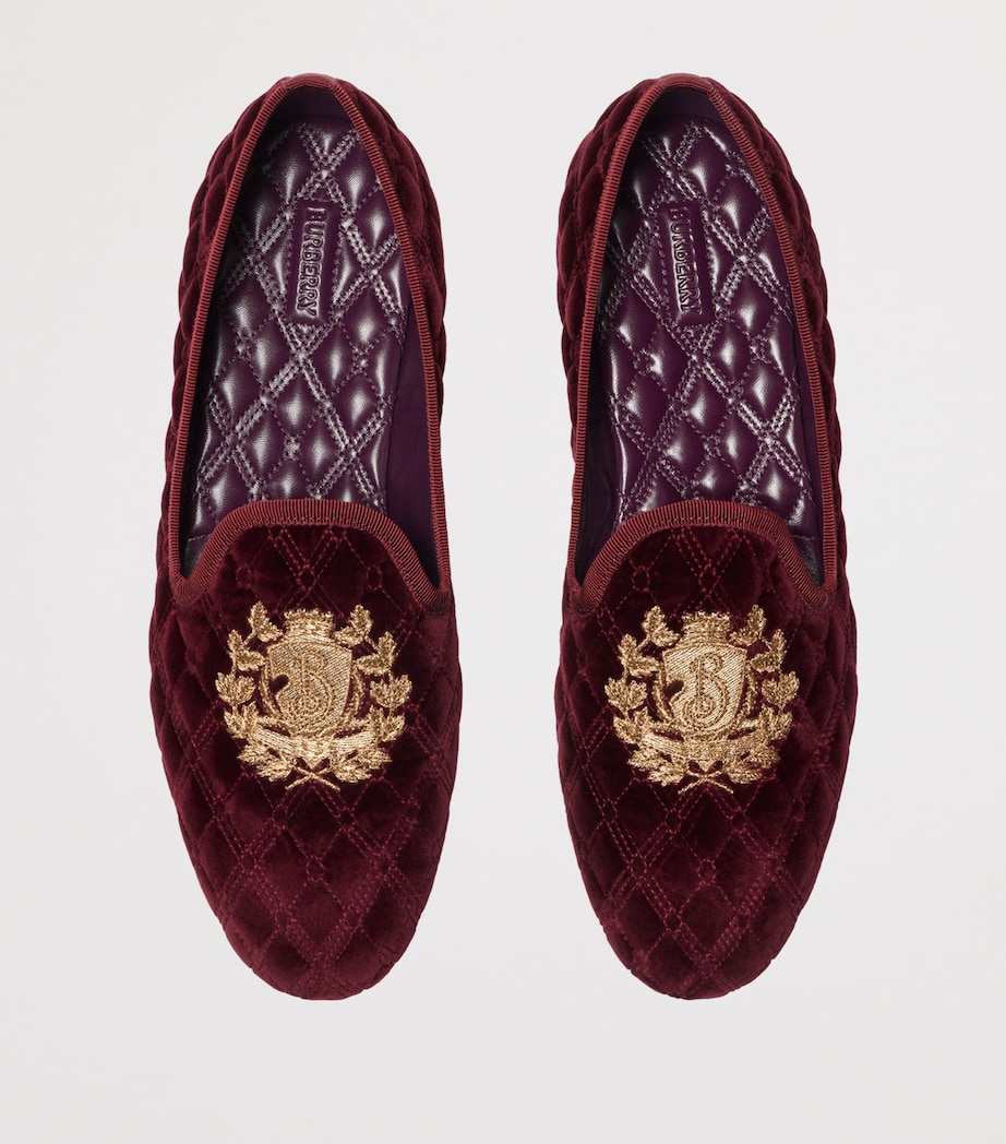 Velvet Quilted Slippers WINE RED Image 4