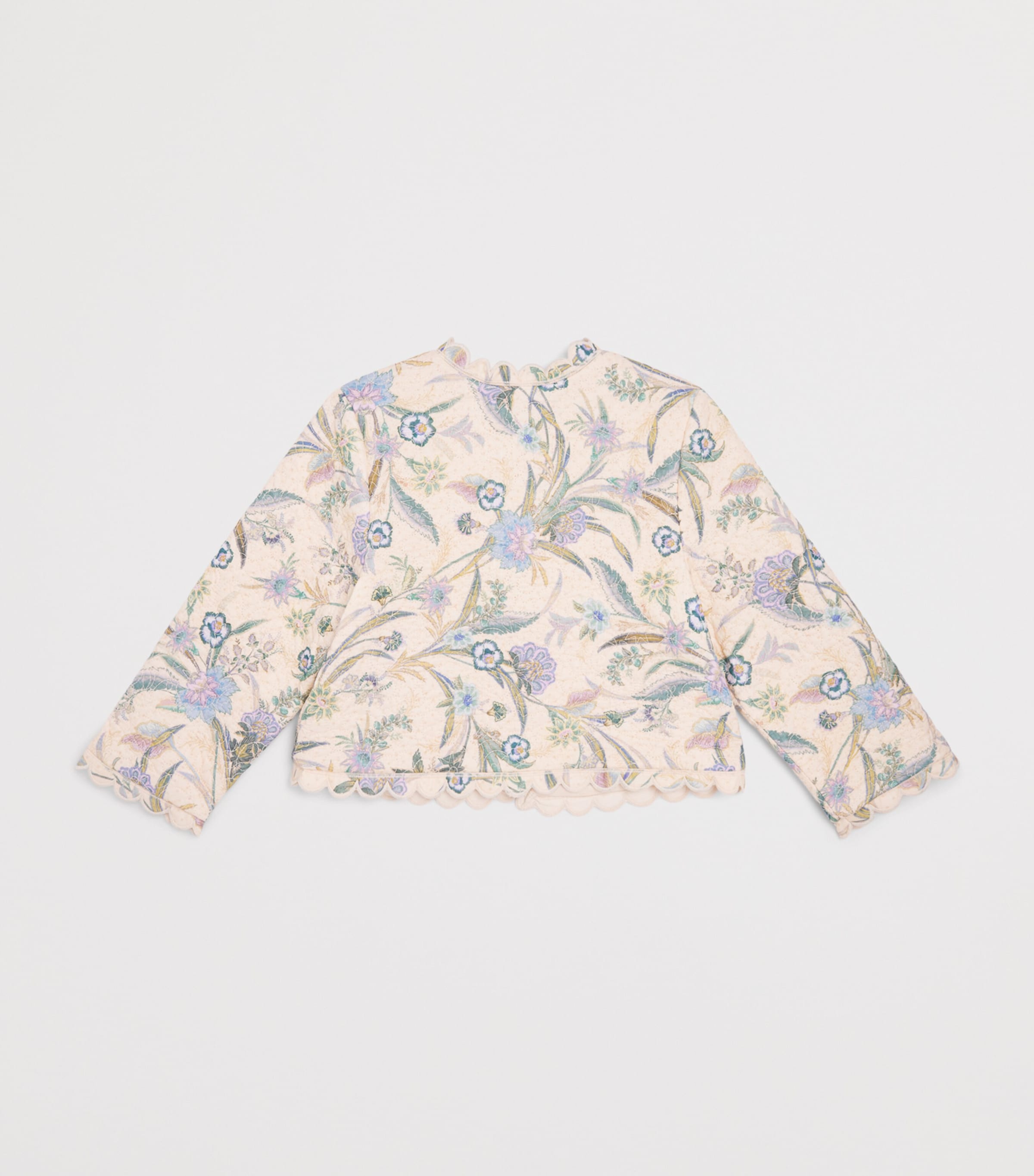 Zimmermann Kids Quilted Indra Jacket (2-12 Years) Cream Scarf Floral Image 2