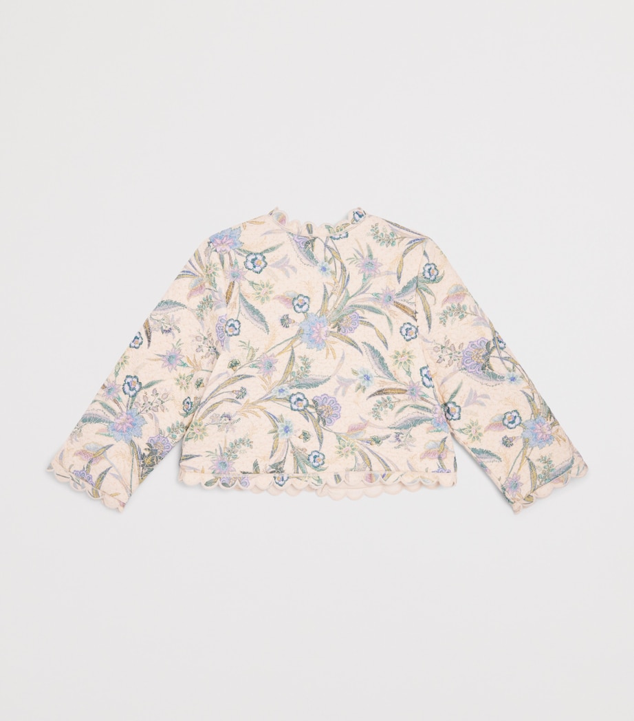 Zimmermann Kids Quilted Indra Jacket (2-12 Years) Cream Scarf Floral Image 2