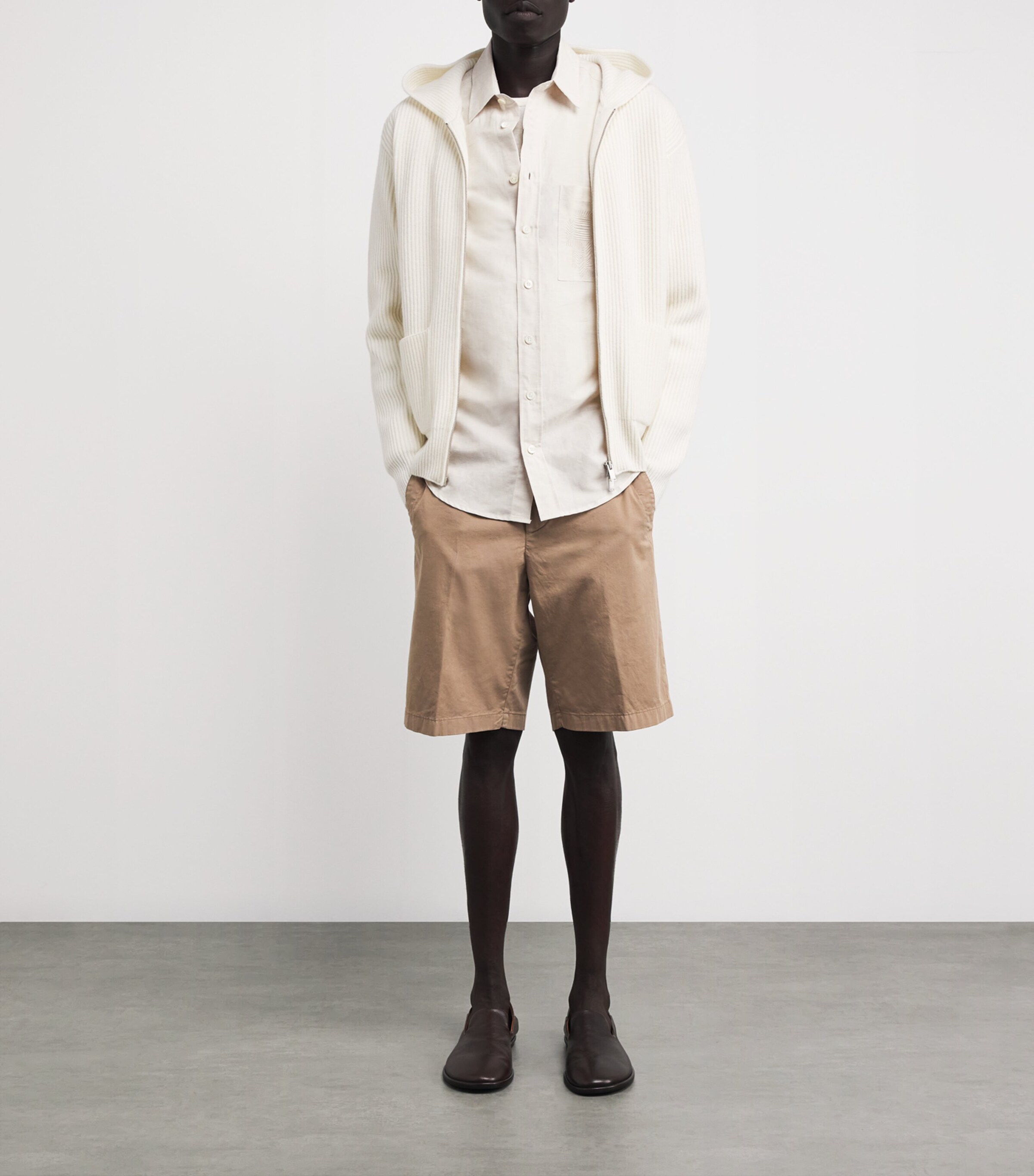 Linen-Cotton Embroidered Shirt 701-BEIGE Image 2