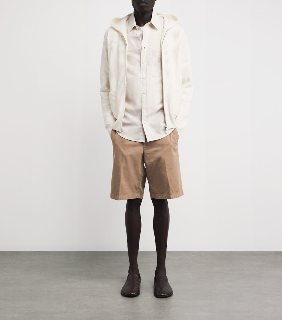 Linen-Cotton Embroidered Shirt 701-BEIGE Image 2