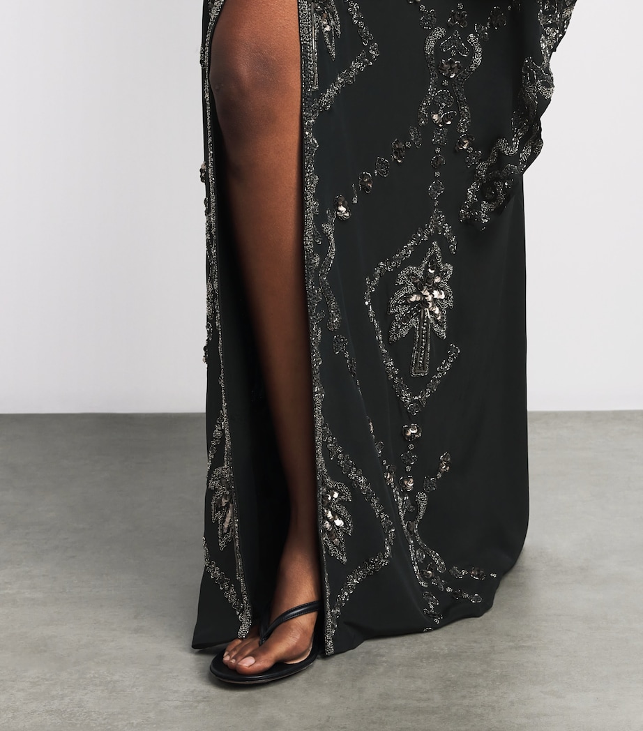 Johanna Ortiz Womens Silk Mystical Gaucho Cape Dress Black Image 5