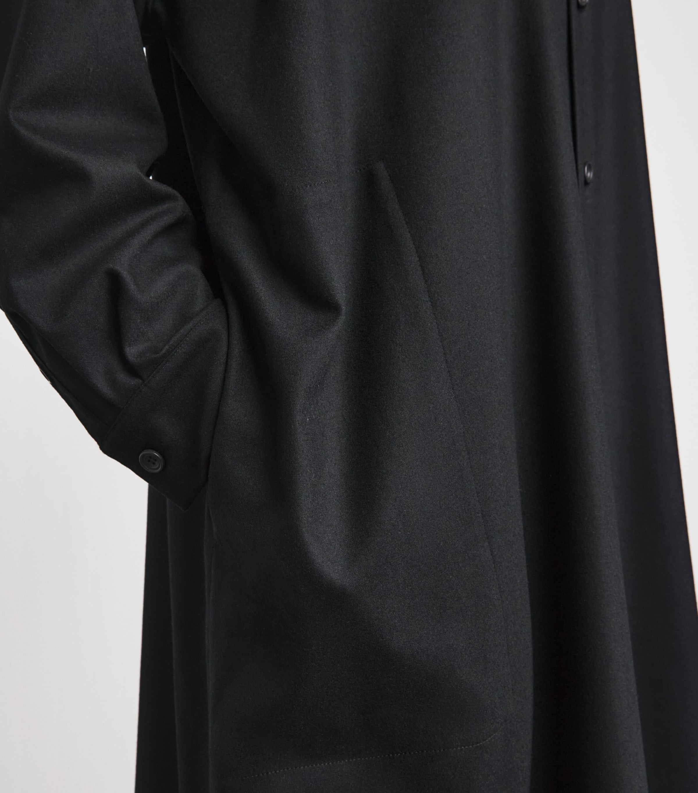 Eskandar Womens Virgin Wool-Cashmere Wide Midi Shirt Dress Black Image 3