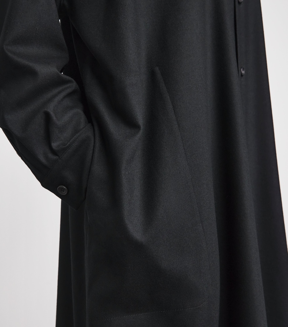 Eskandar Womens Virgin Wool-Cashmere Wide Midi Shirt Dress Black Image 3