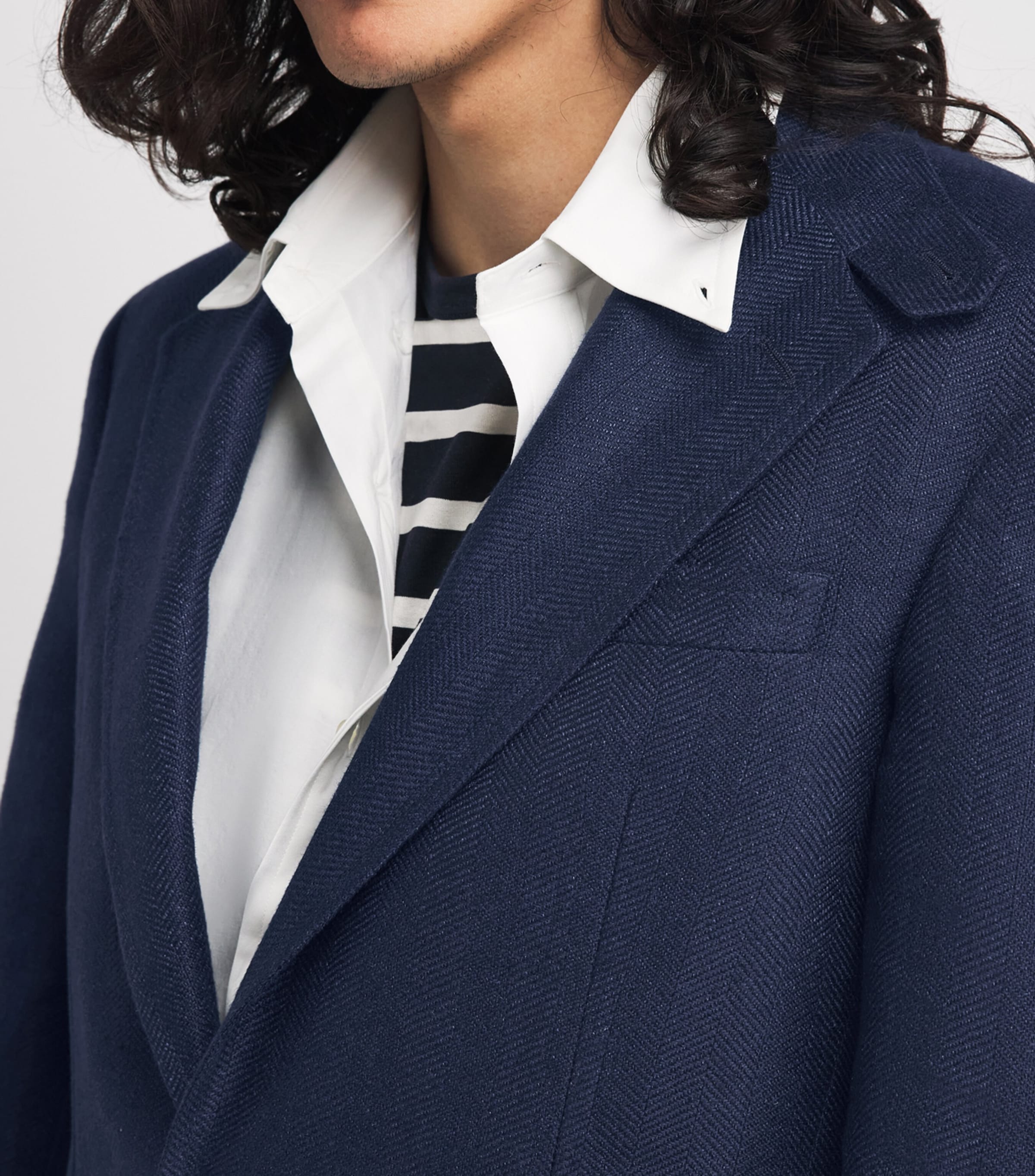 Polo Ralph Lauren Mens Wool Herringbone RL67 Blazer Navy Image 3