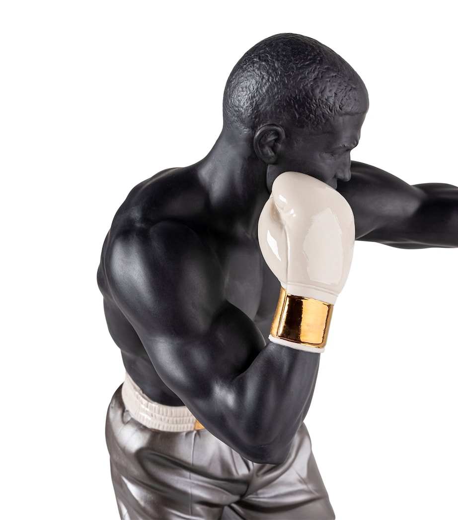 Lladró Porcelain Boxer Figurine Black, White & Grey Image 5