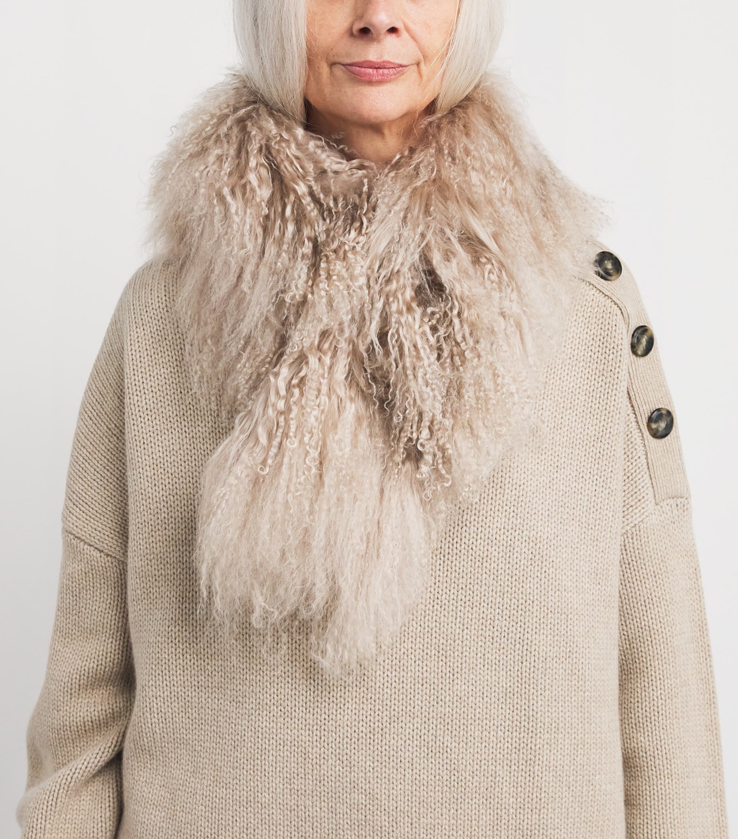 Yves Salomon Beige Lamb Fur Scarf | Harrods US