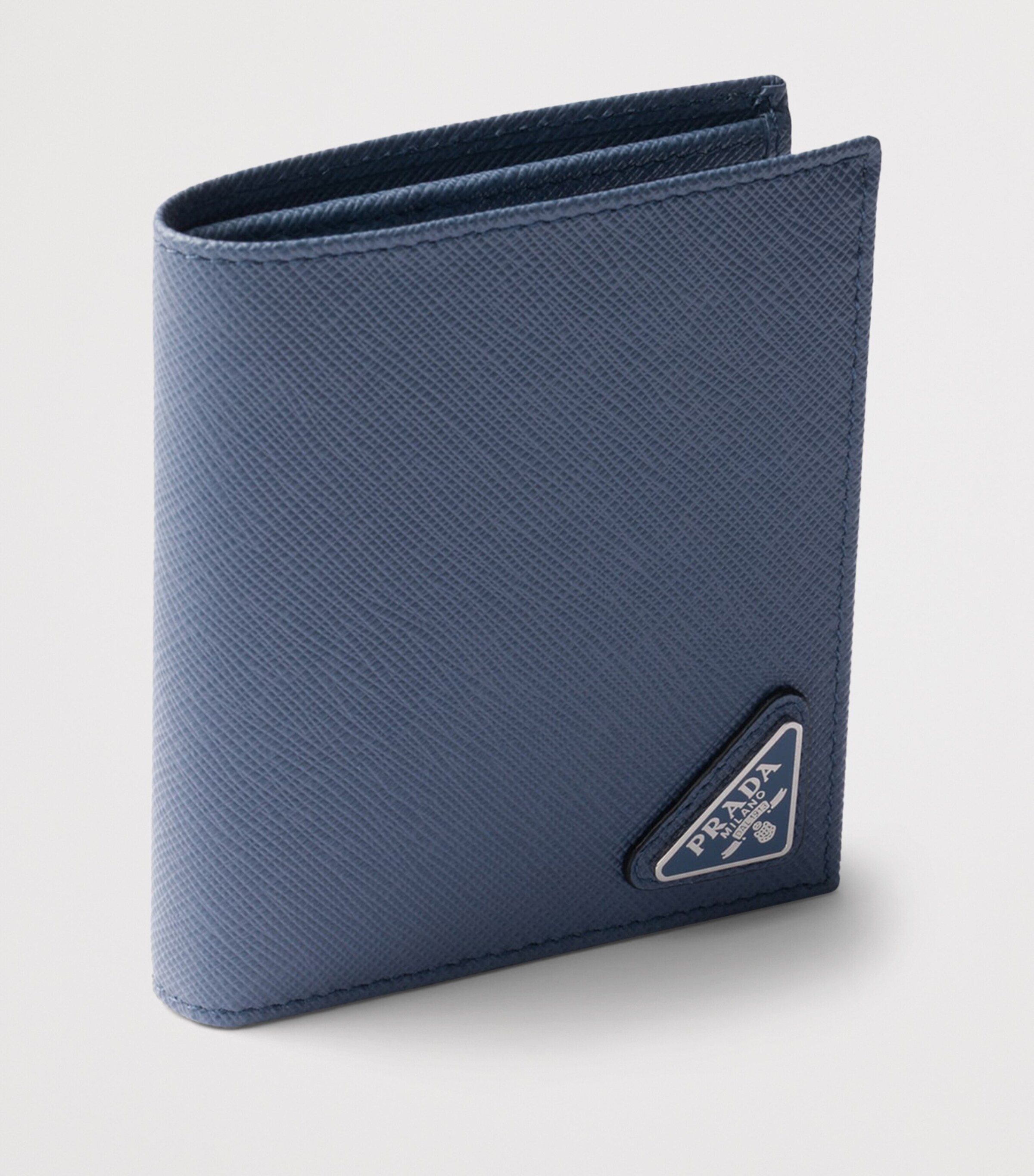 Prada Saffiano Leather Logo Wallet Blue Image 4
