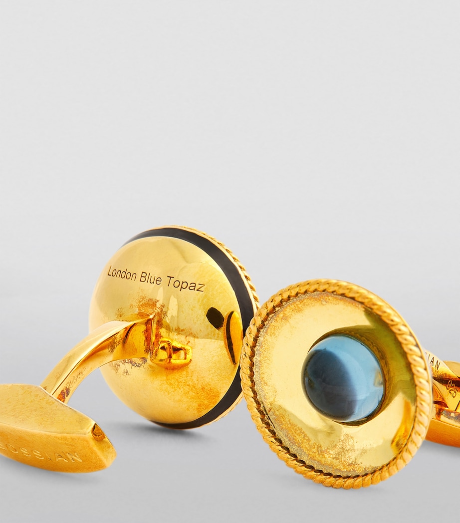 Gold-Plated Blue Topaz Cufflinks GOLD/ BLUE Image 6