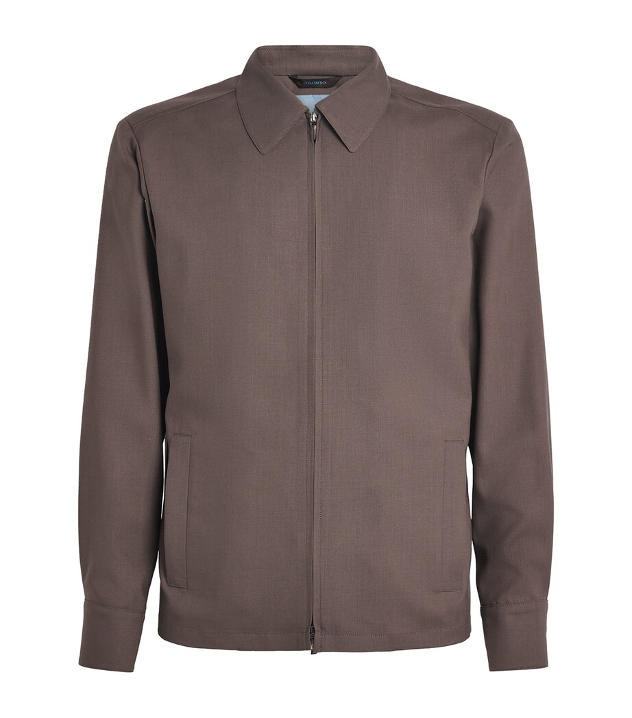 Colombo Mens Worsted Cashmere Shirt Jacket Dark Brown Image 1