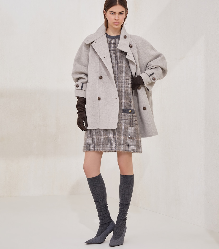 Wool-Blend Checked Mini Dress CPO68 Image 4