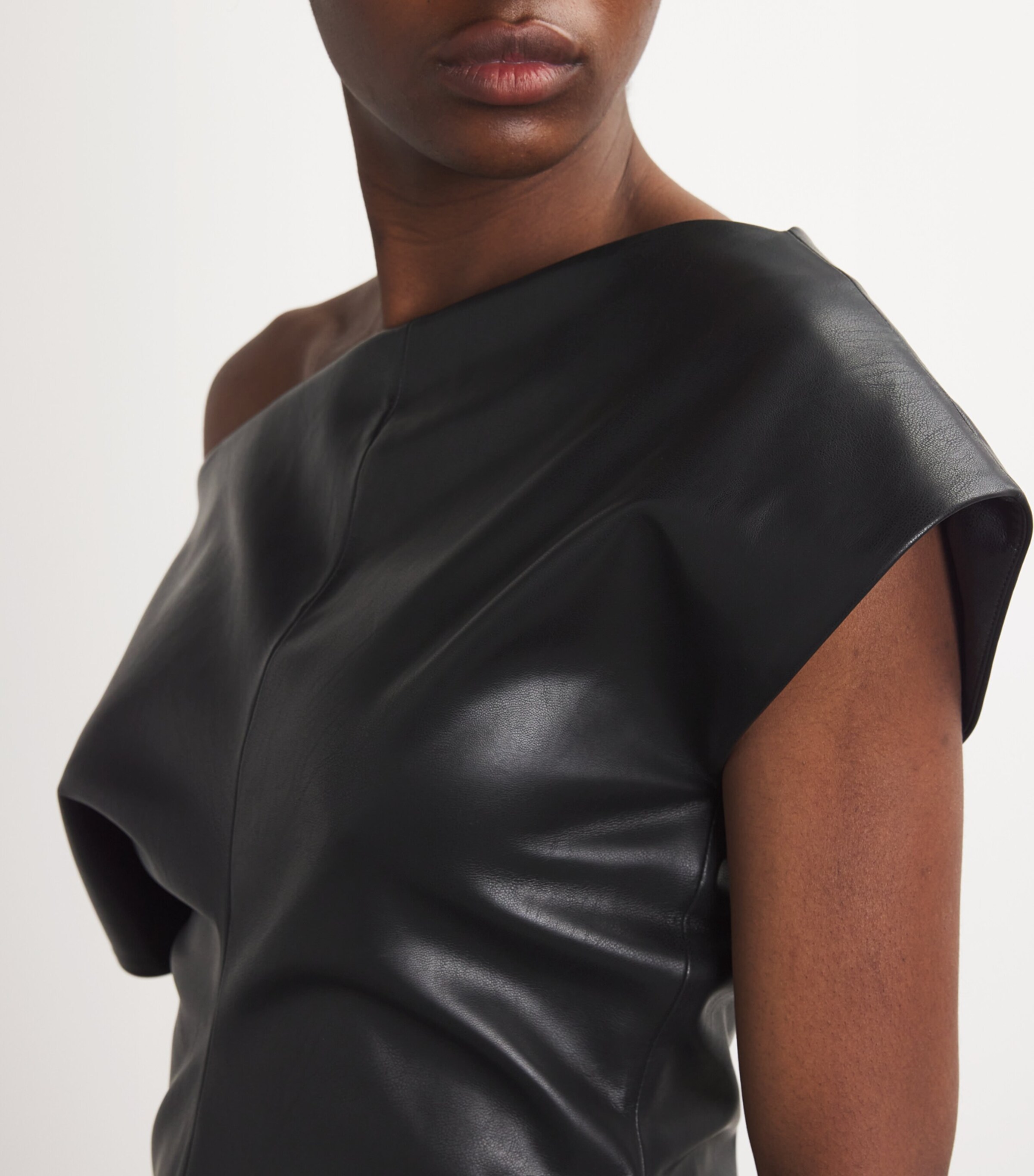 knee length dresses for ladies Rag & Bone Mini Dress Montrose Black Leather-Paneled Crepe Size 0 Slee   Celebrity Owned