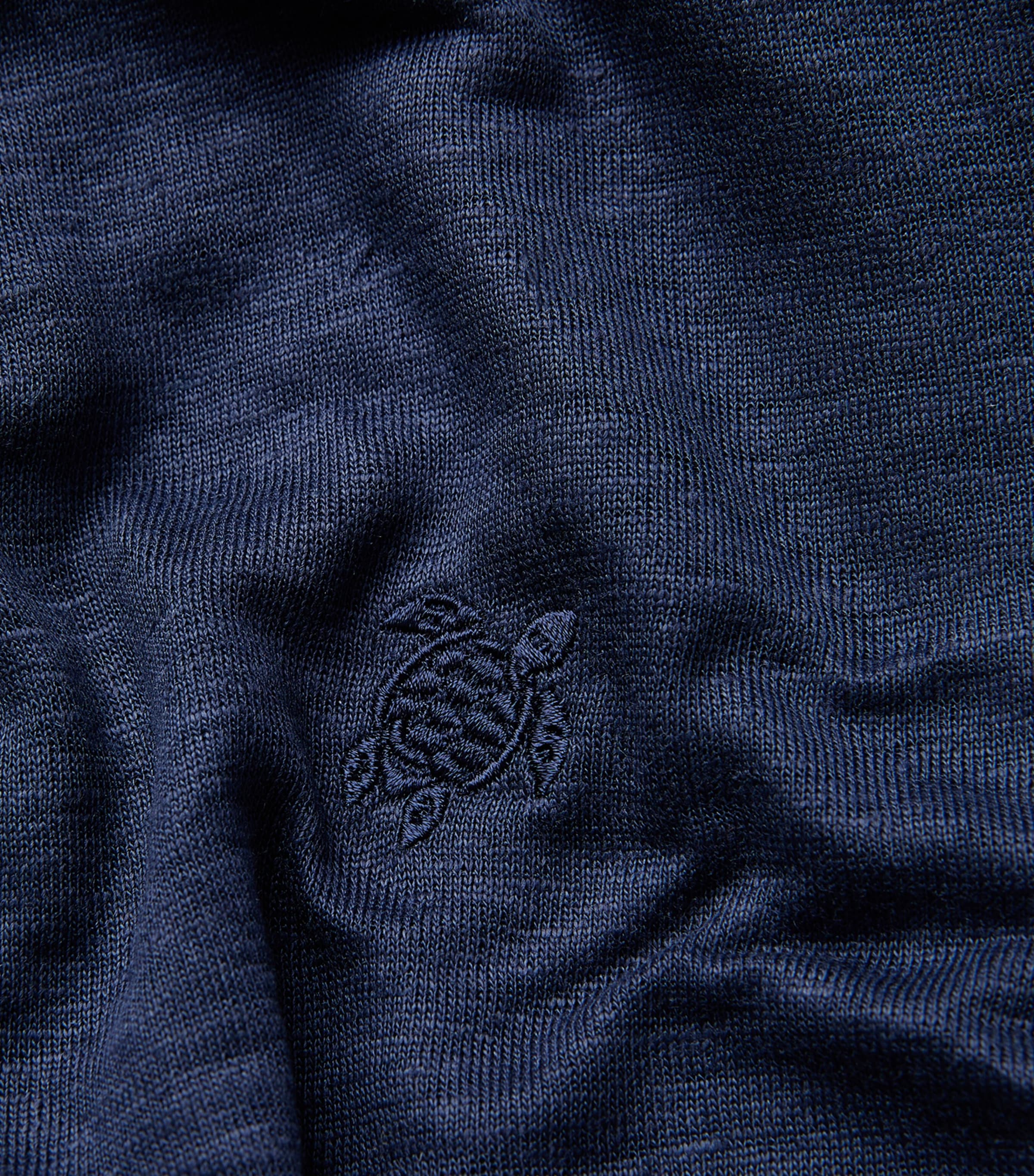 Linen Pyramid Polo Shirt 390 NAVY Image 5