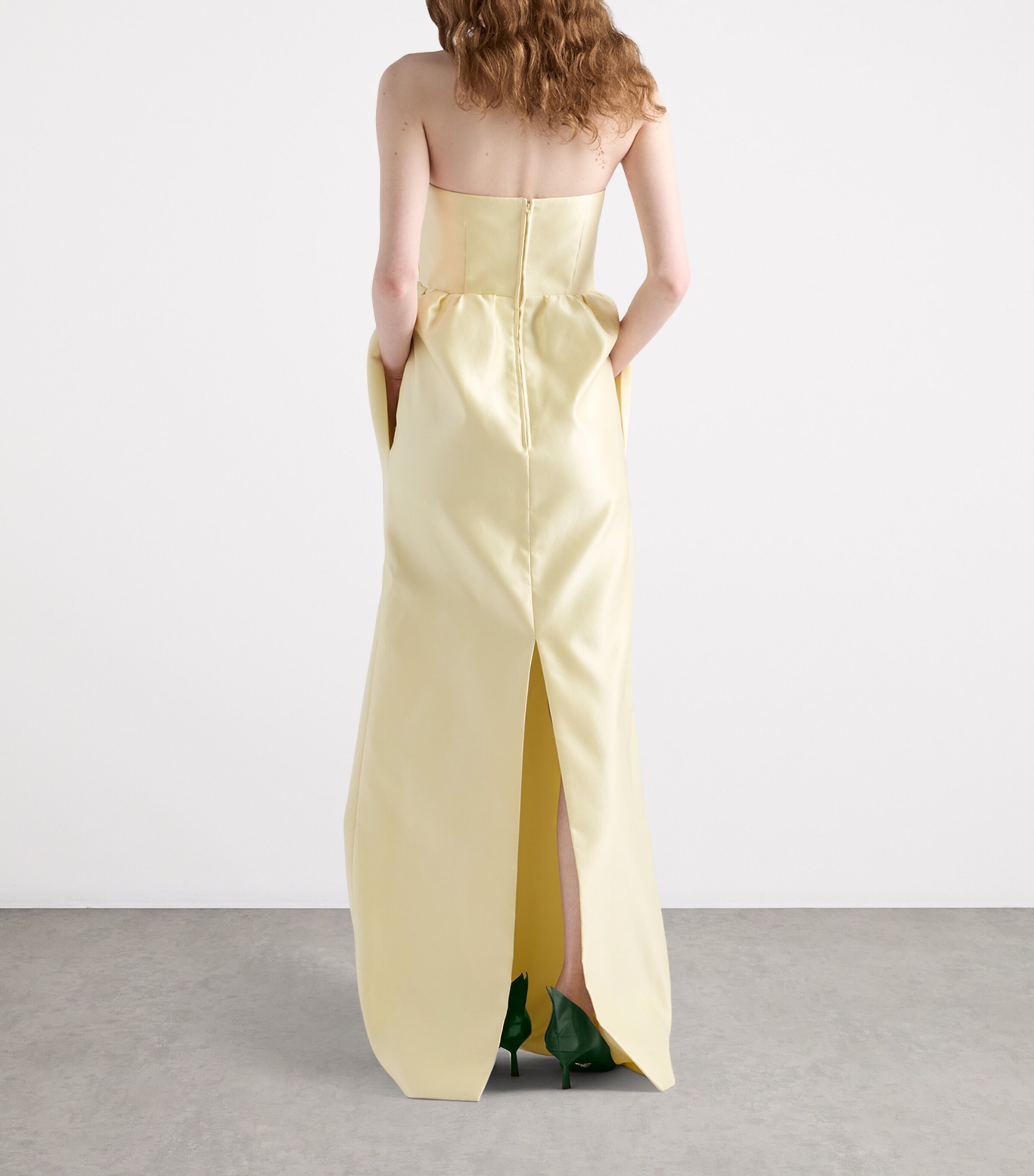 Prada Womens Silk Strapless Maxi Dress Image 4