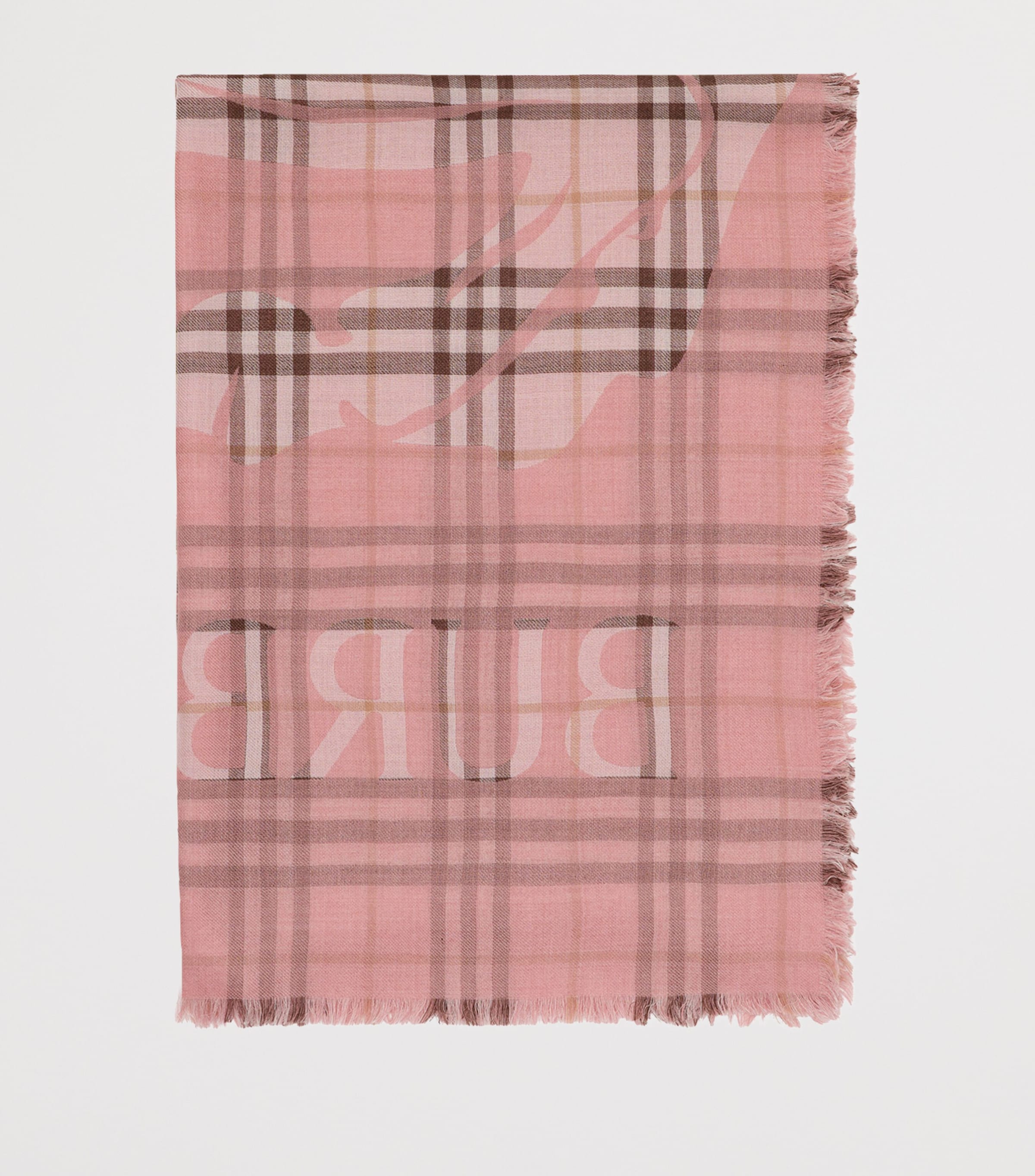 Burberry Wool-Silk EKD Scarf Bow Pink Image 2