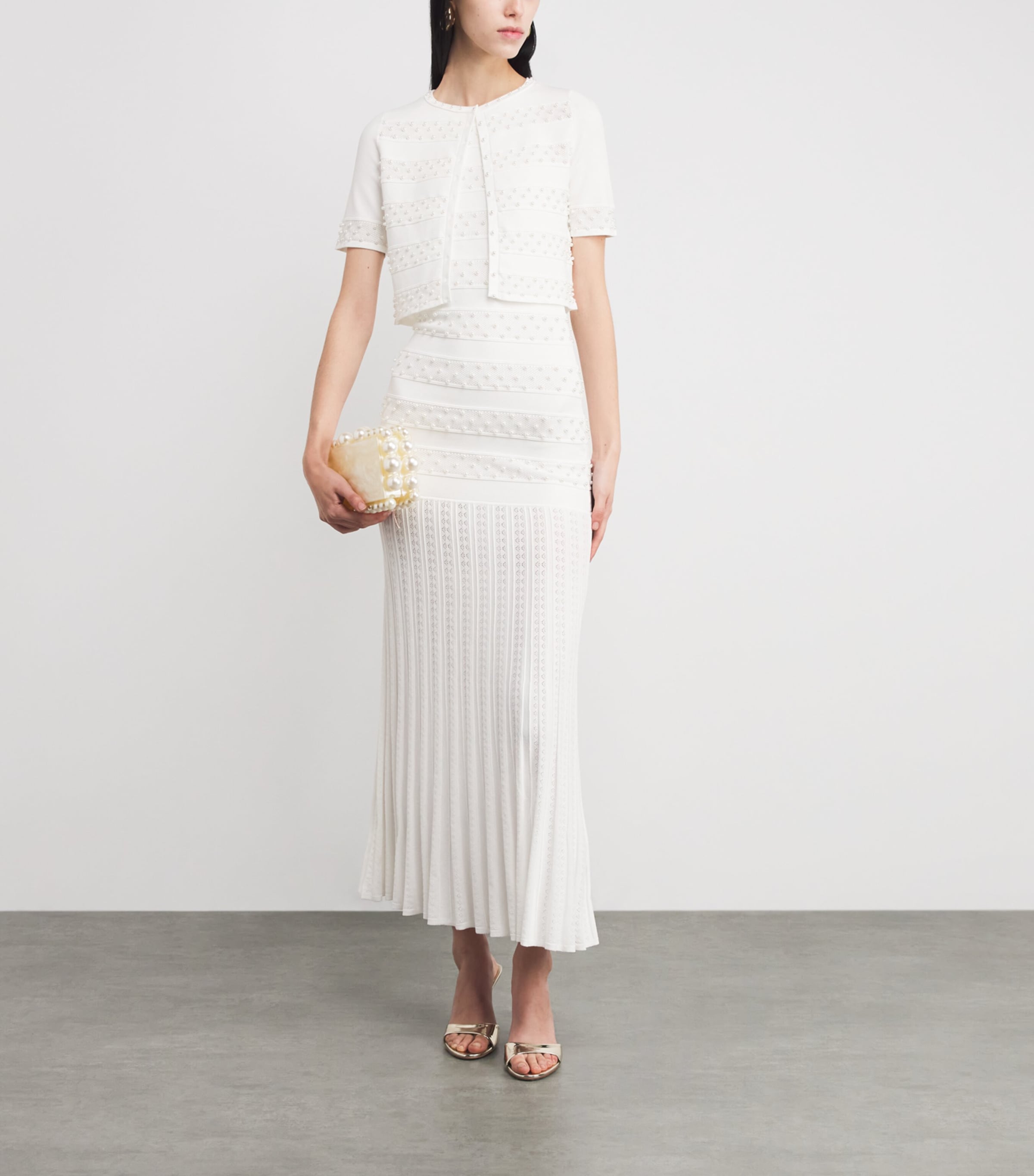 Cropped Beaded Cardigan ECRU Image 2