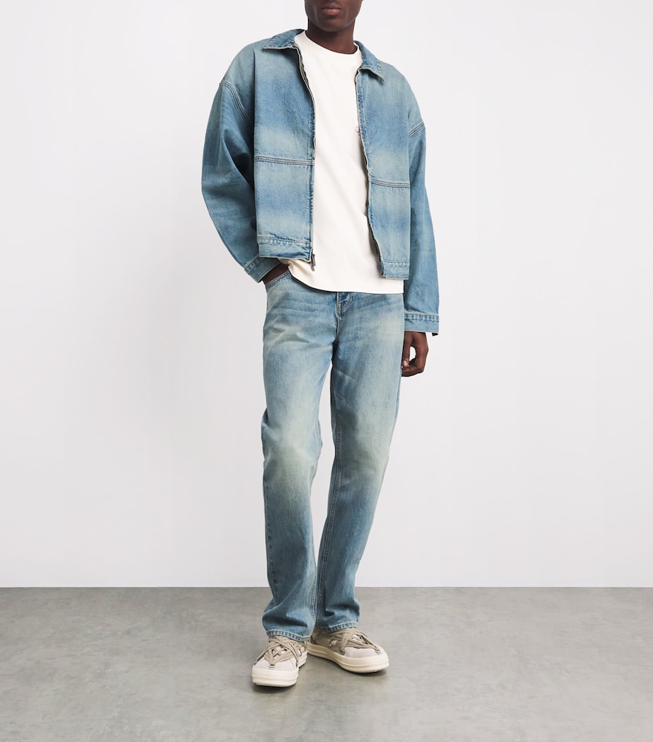FEAR OF GOD ESSENTIALS Mens Denim Zip-Up Jacket Vintage Blue Image 2