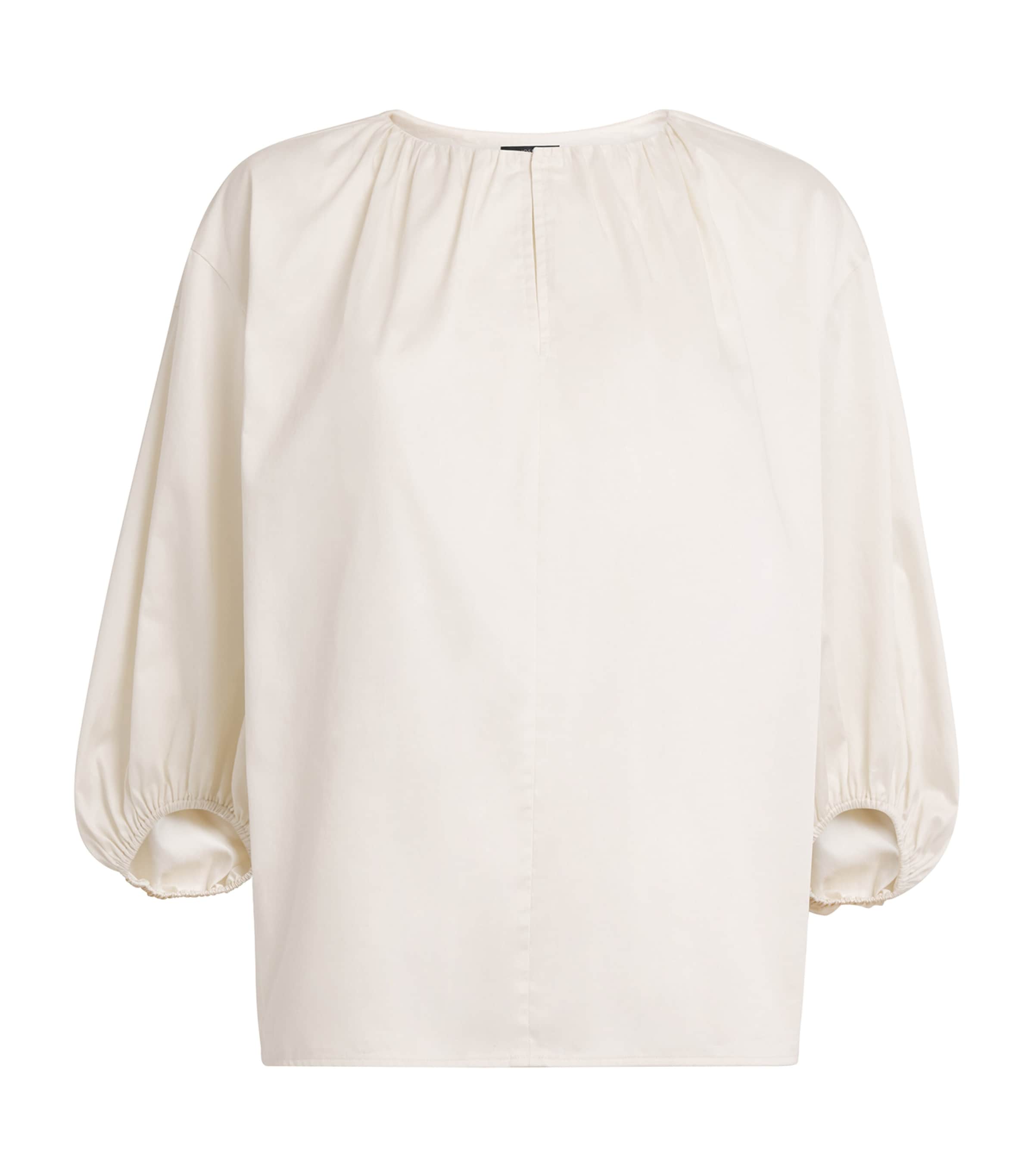 Joseph Cotton Sateen Godin Blouse In White