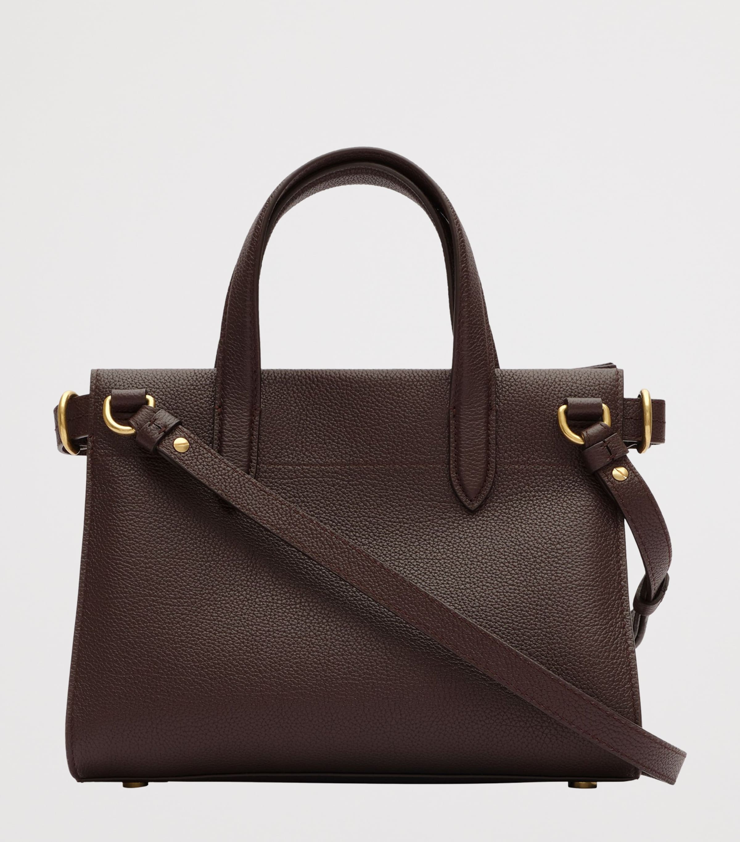 Burberry Mini Leather Cotswolds Check Tote Bag Chocolate Brown Image 5