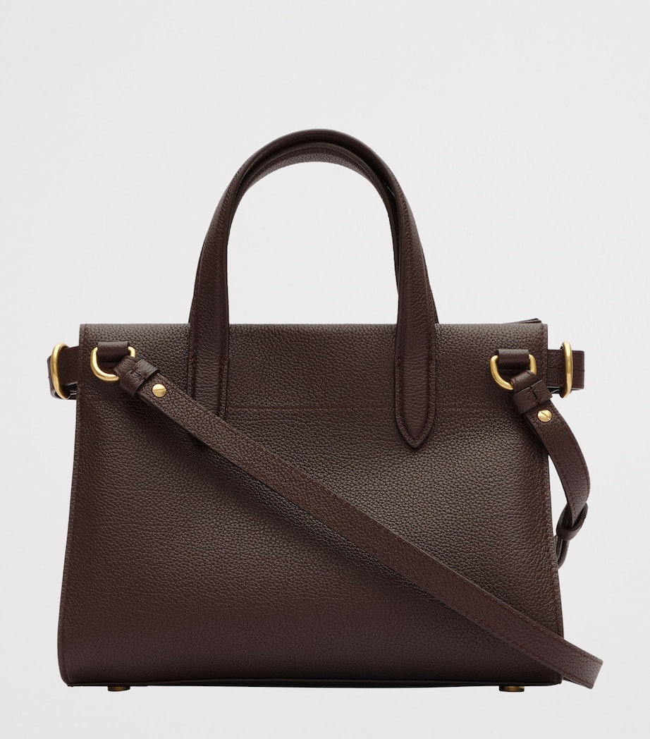Burberry Mini Leather Cotswolds Check Tote Bag Chocolate Brown Image 5