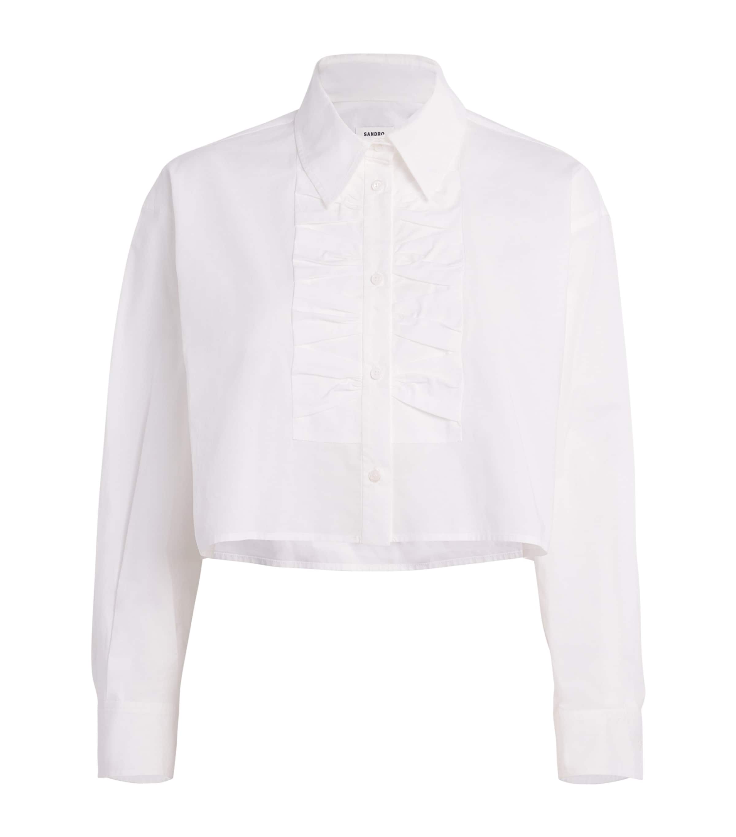 Sandro Denim Belt Loop Shorts In White