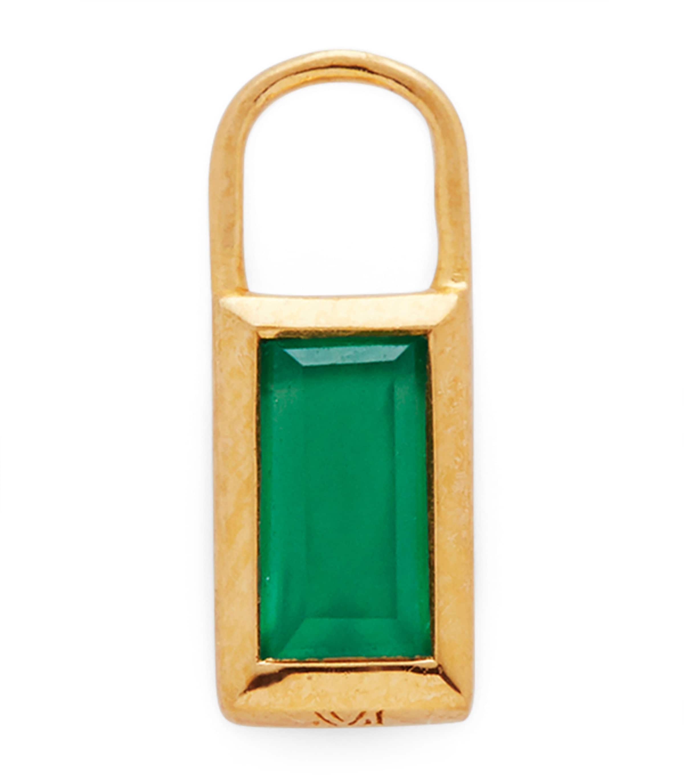 Gold Vermeil and Green Onyx Baguette Gemstone Hoop Charm 18K GOLD VERMEIL Image 1