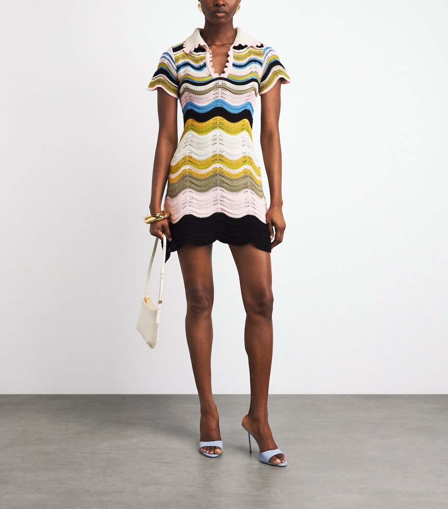La Doublej Womens Cotton Knitted Chevron Mini Dress Mltclr Image 2