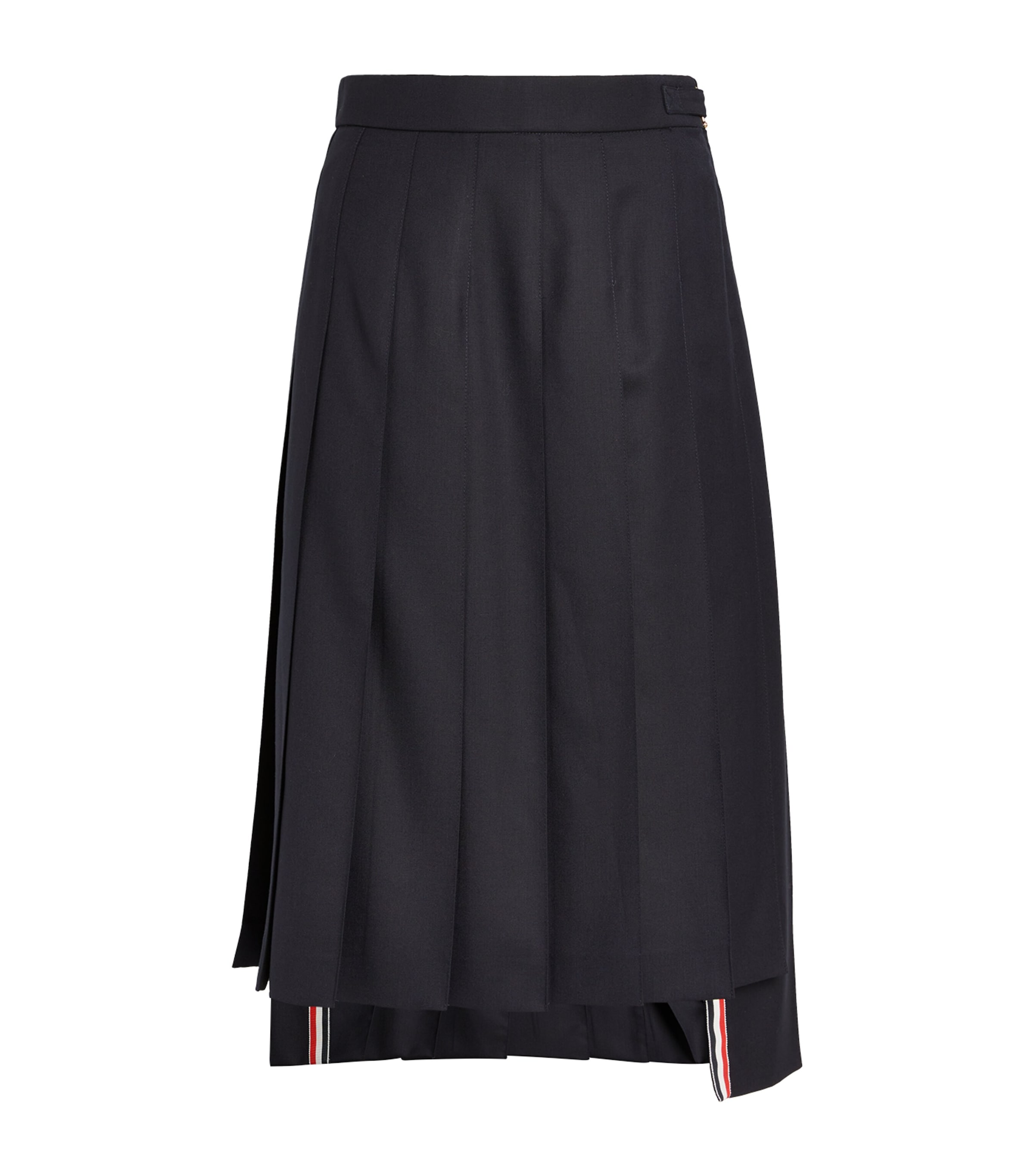 Thom Browne Ladies Navy Twill Pleated Midi Skirt In Navy